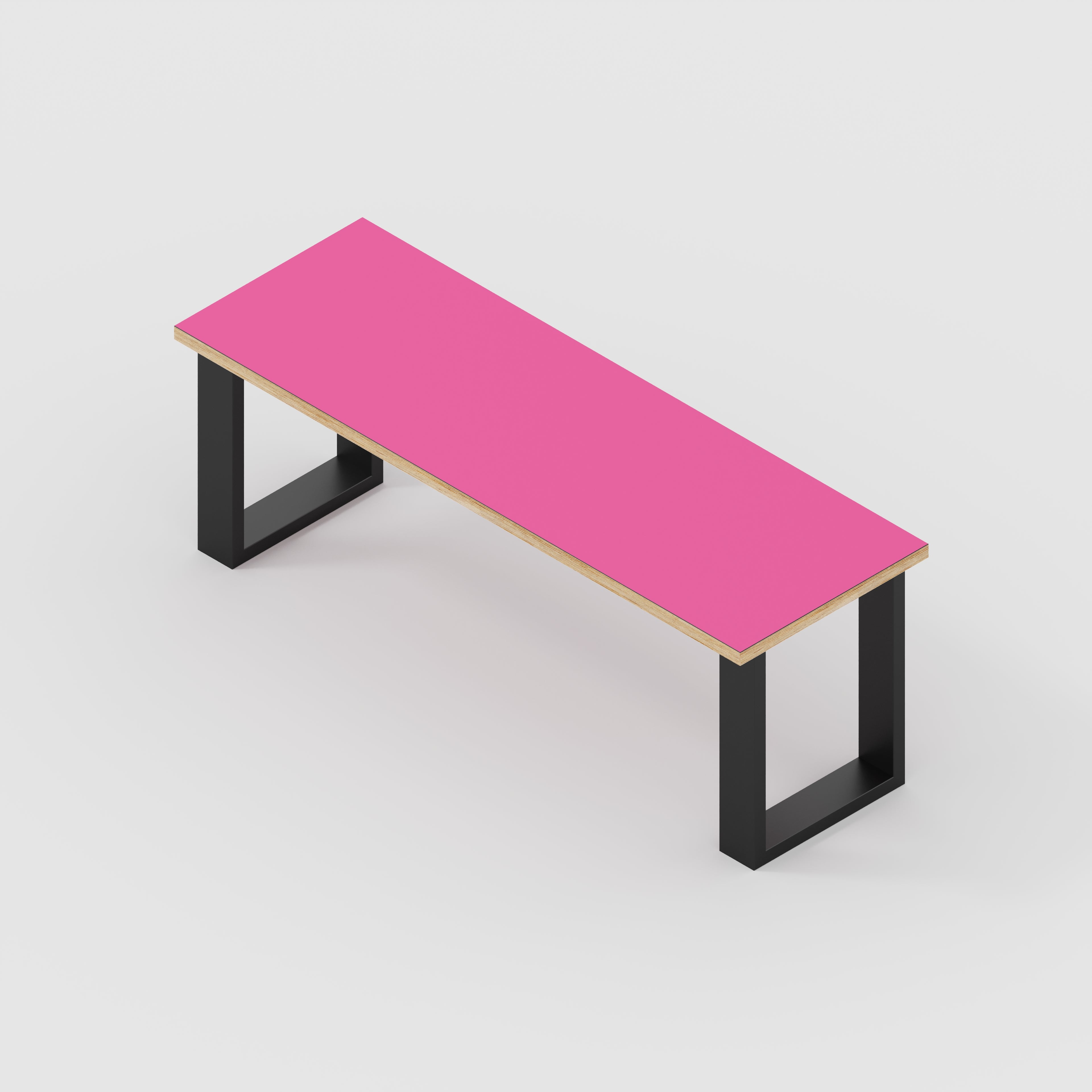 Bench Seat with Black Industrial Legs - Formica Juicy Pink - 1200(w) x 400(d)