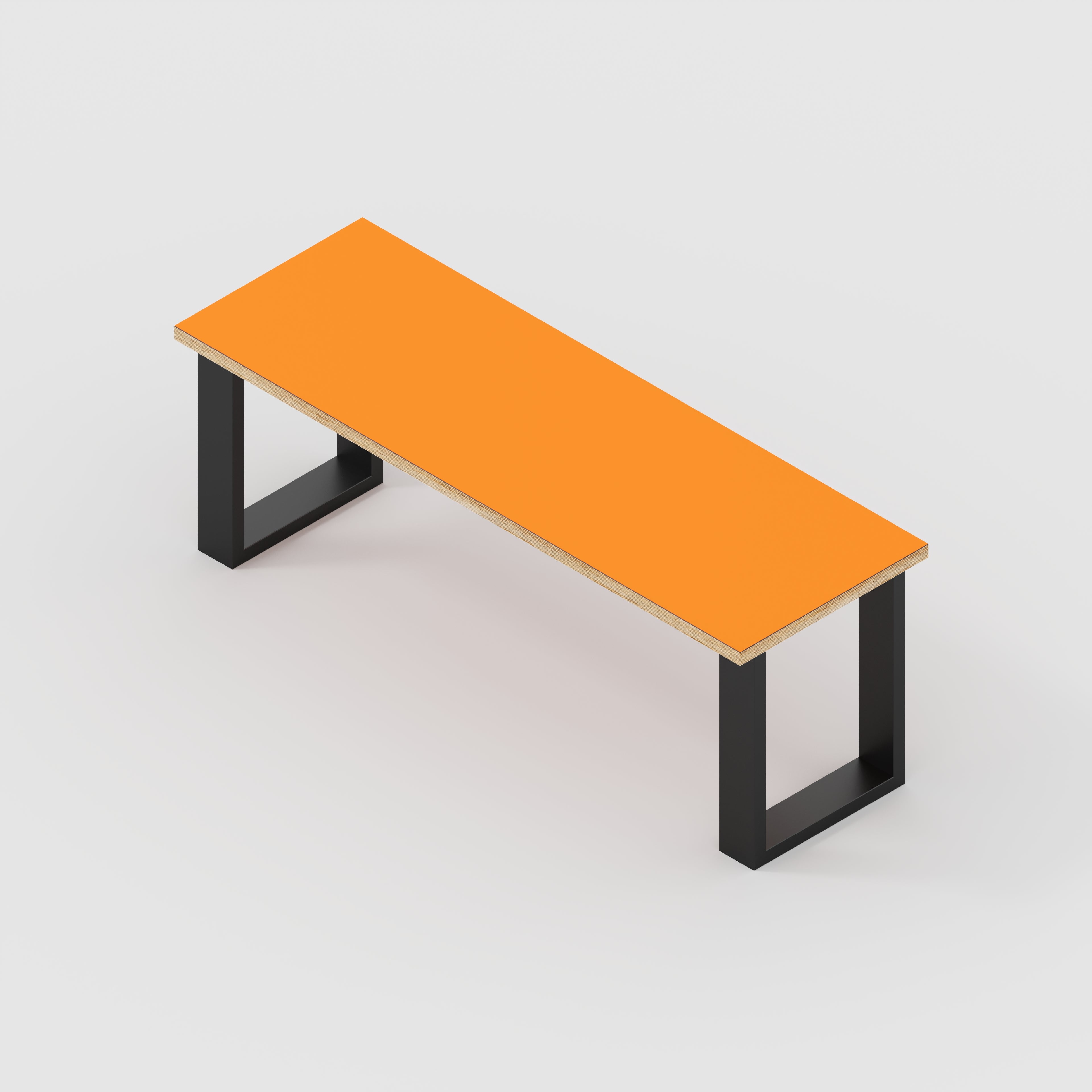 Bench Seat with Black Industrial Legs - Formica Levante Orange - 1200(w) x 400(d)