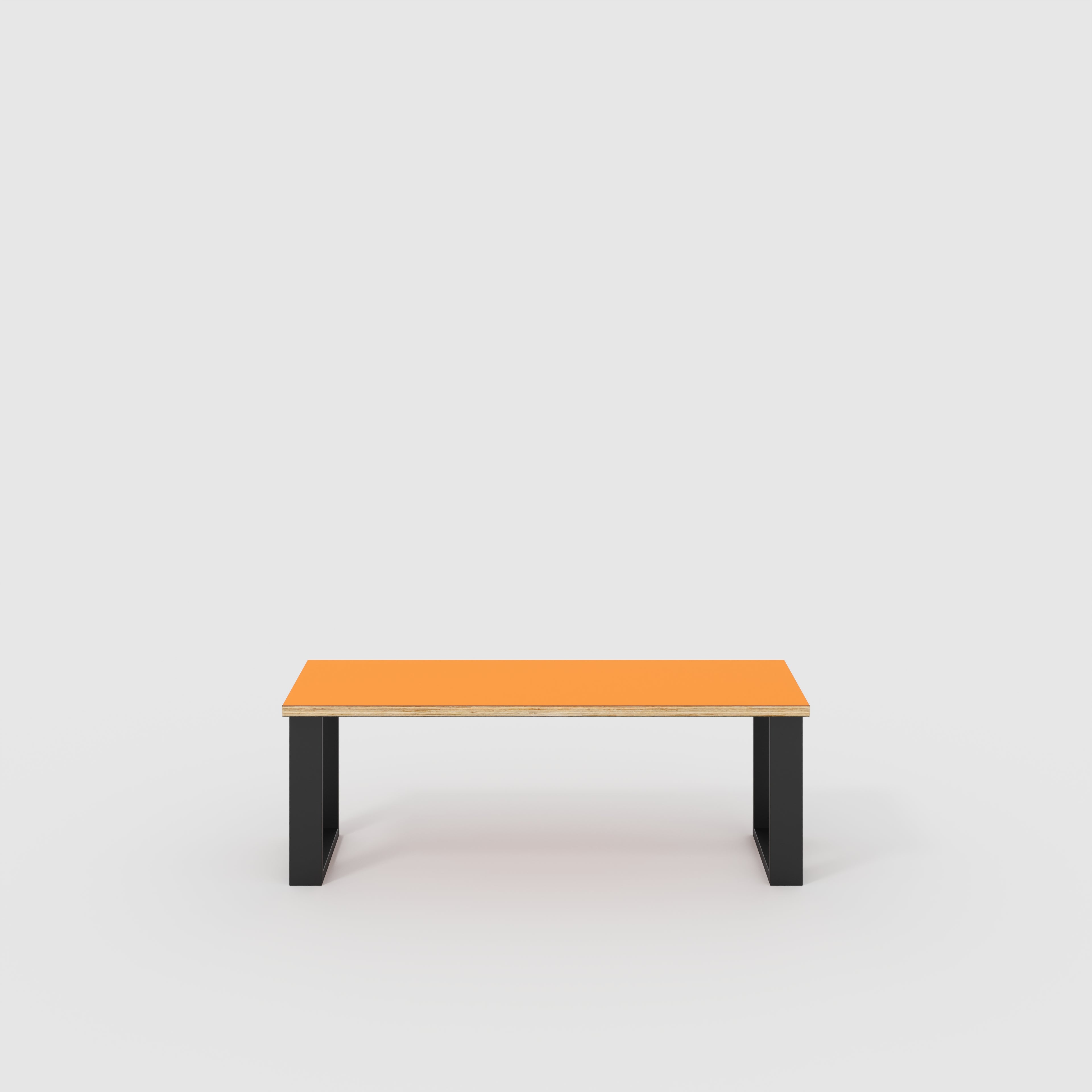 Bench Seat with Black Industrial Legs - Formica Levante Orange - 1200(w) x 400(d)