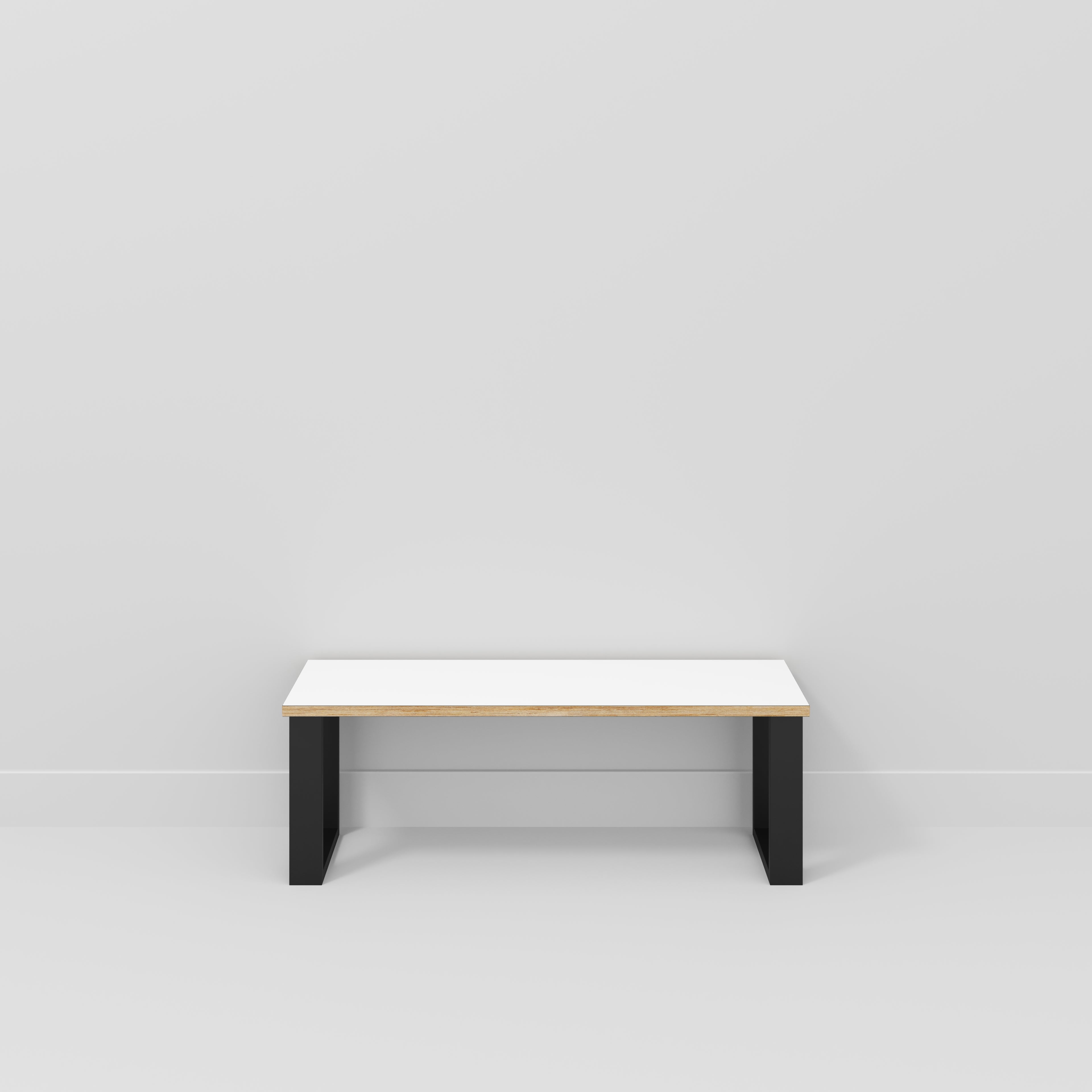 Bench Seat with Black Industrial Legs - Formica White - 1200(w) x 400(d)