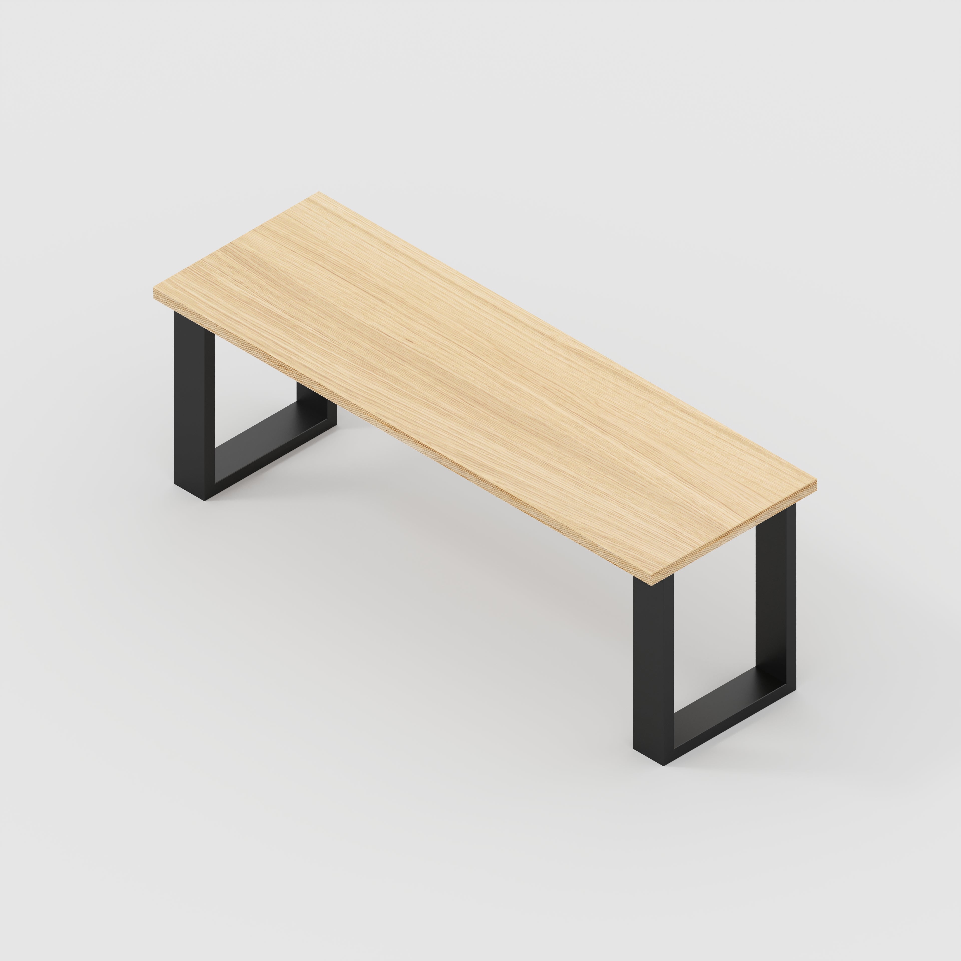Bench Seat with Black Industrial Legs - Plywood Oak - 1200(w) x 400(d)