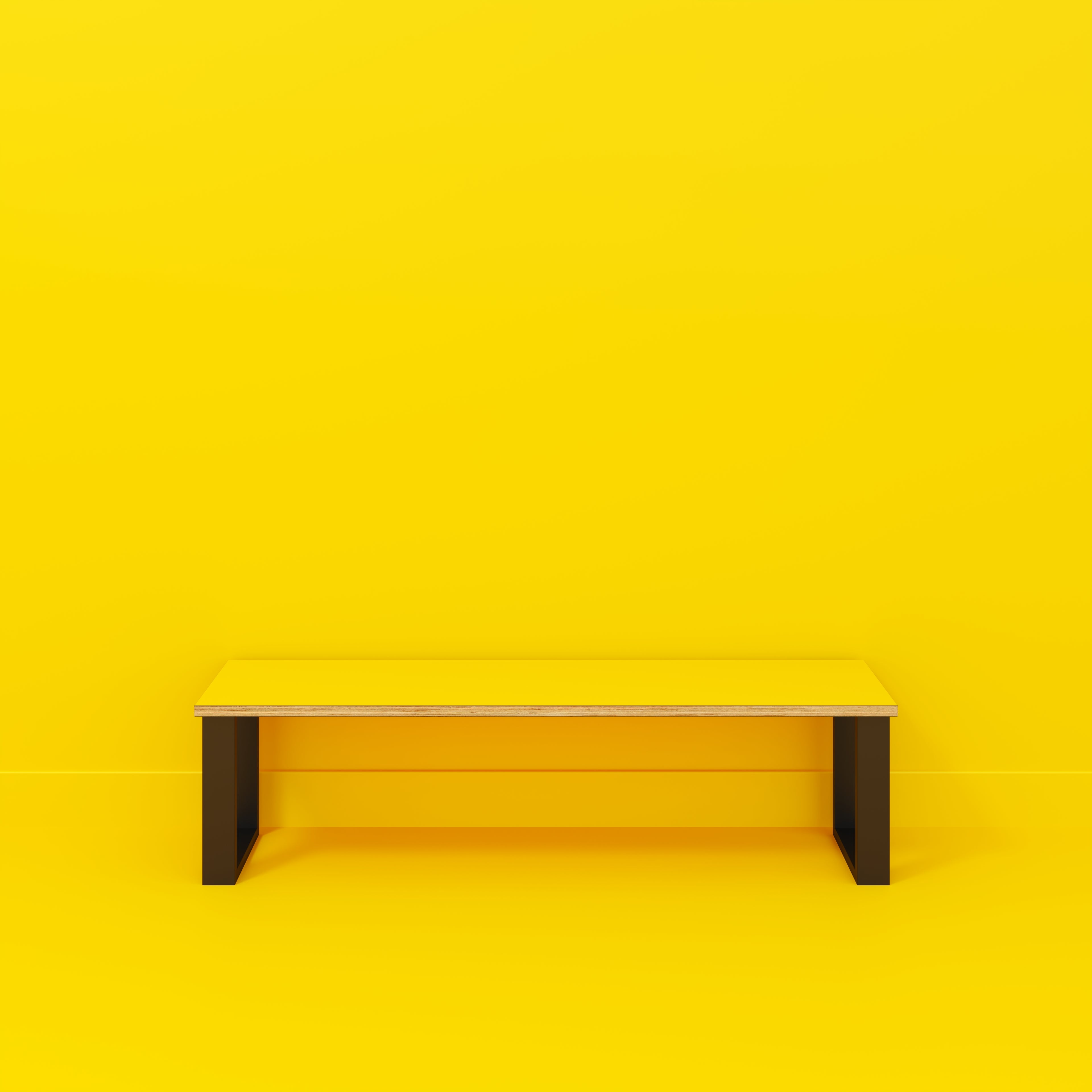 Bench Seat with Black Industrial Legs - Formica Chrome Yellow - 1600(w) x 400(d)