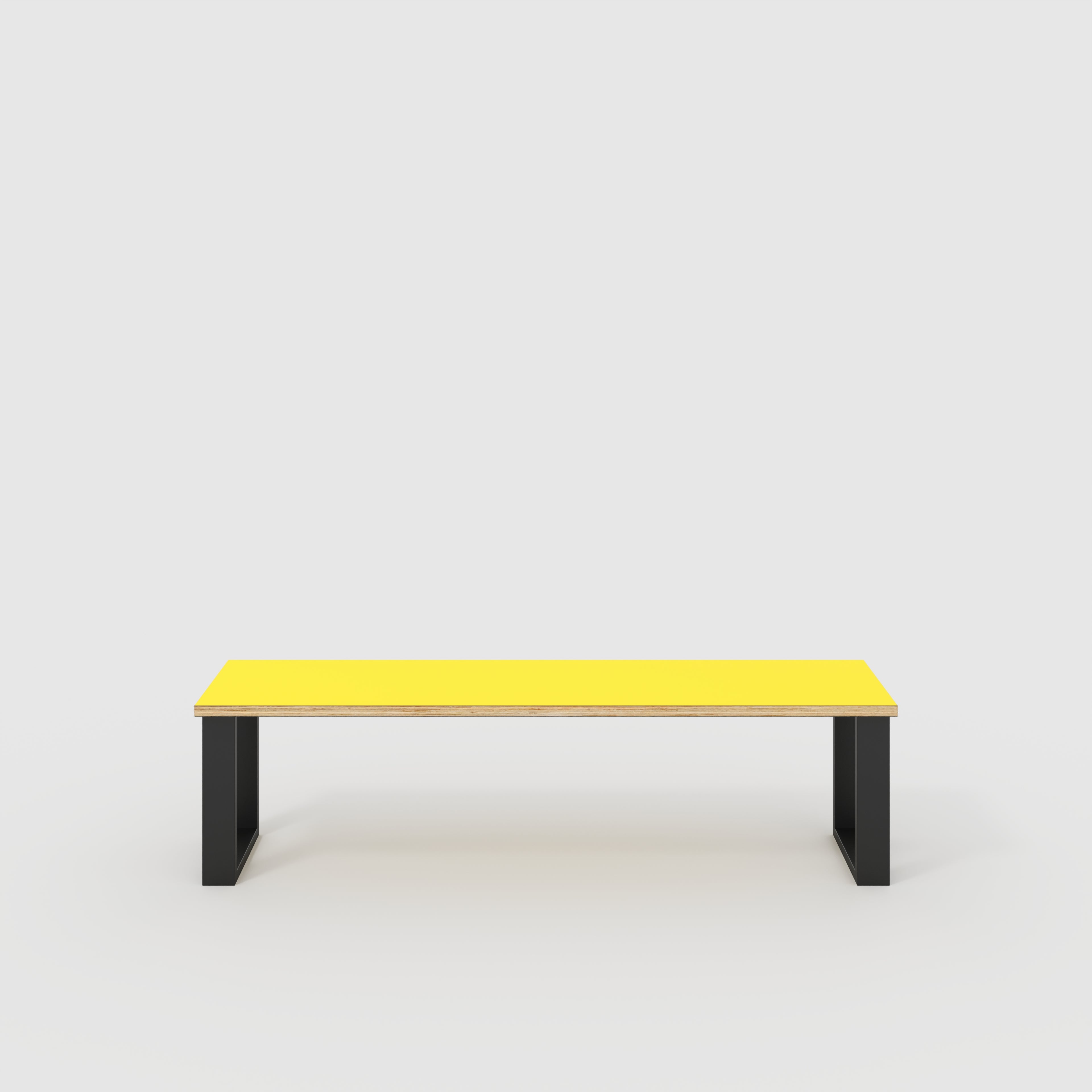Bench Seat with Black Industrial Legs - Formica Chrome Yellow - 1600(w) x 400(d)