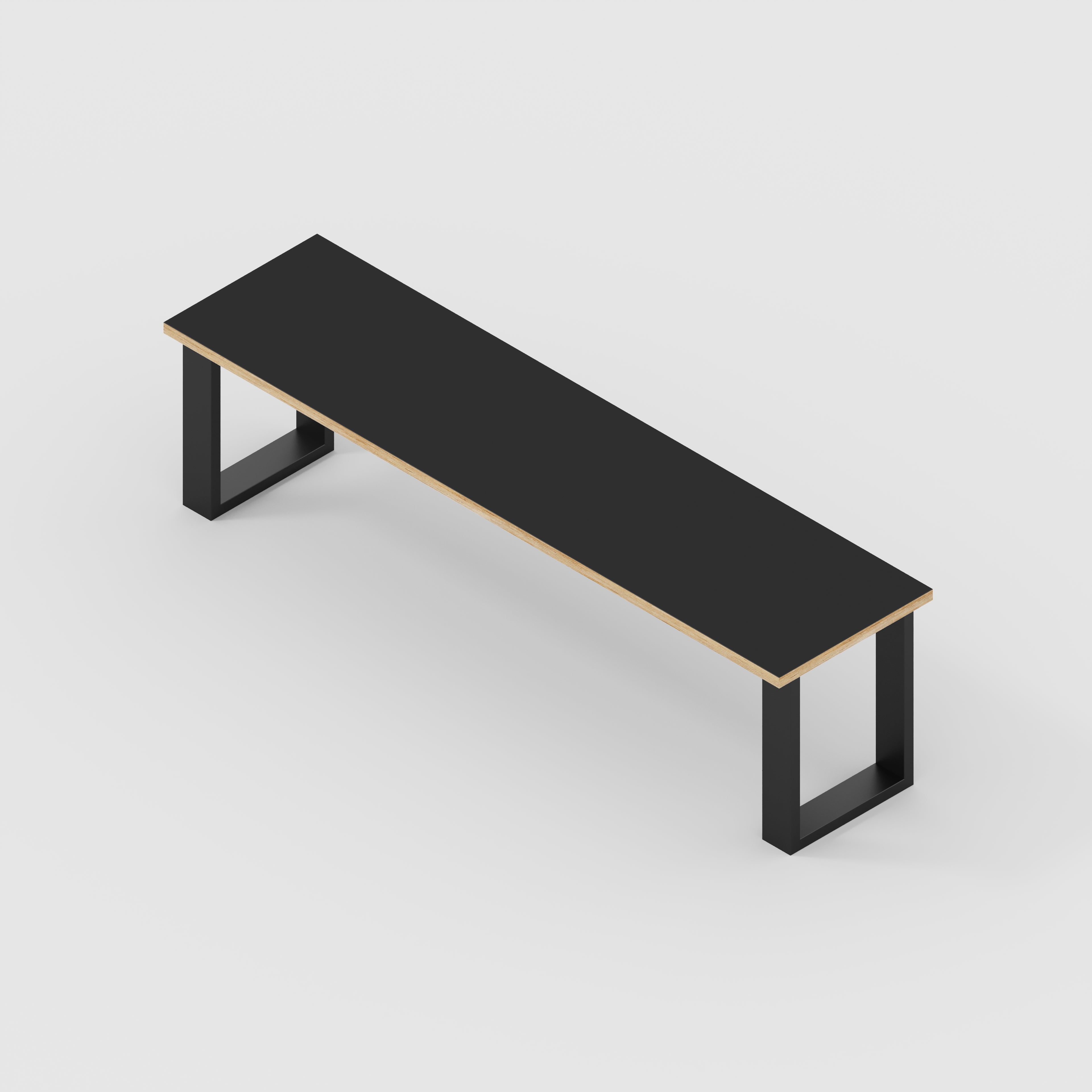 Bench Seat with Black Industrial Legs - Formica Diamond Black - 1600(w) x 400(d)