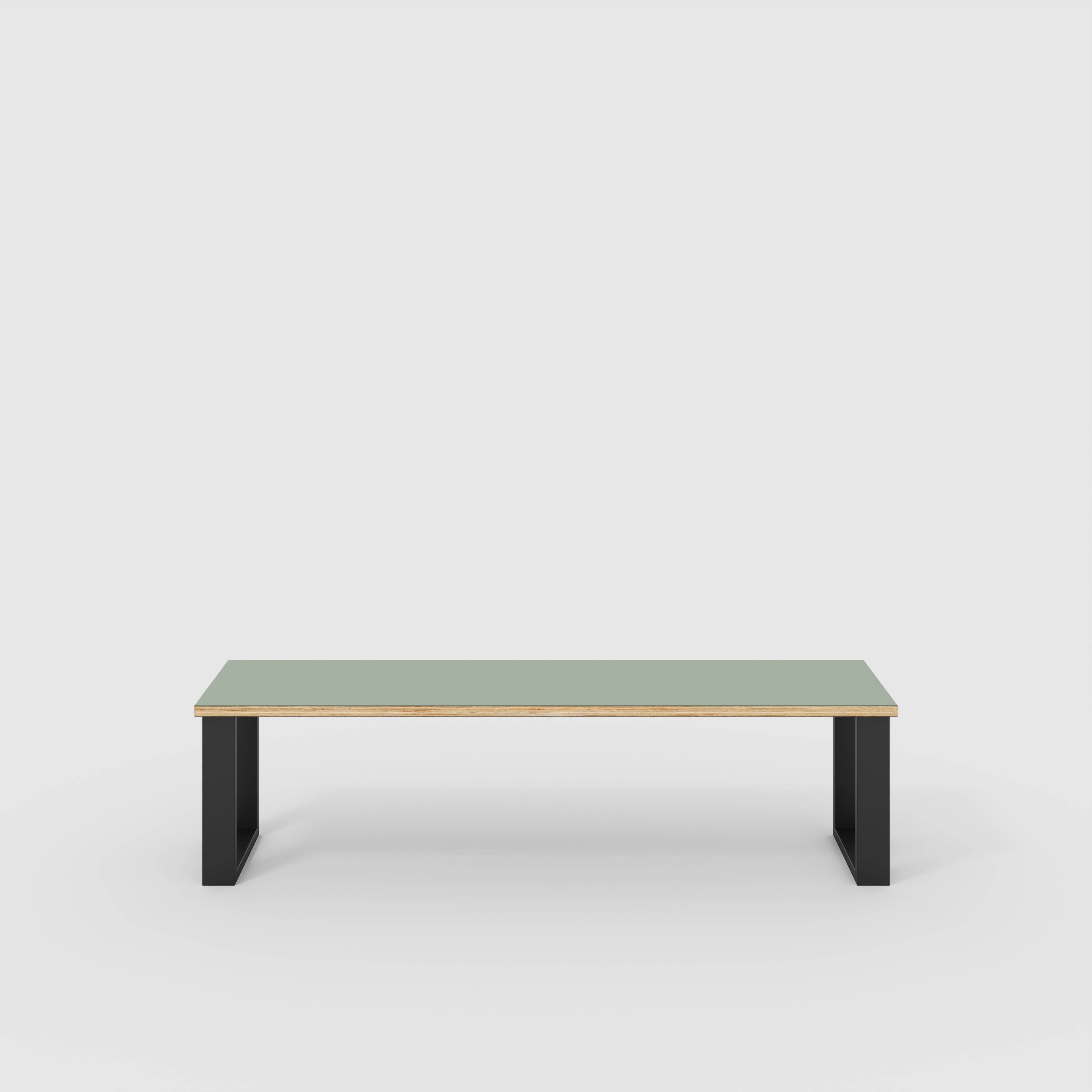 Bench Seat with Black Industrial Legs - Formica Green Slate - 1600(w) x 400(d)