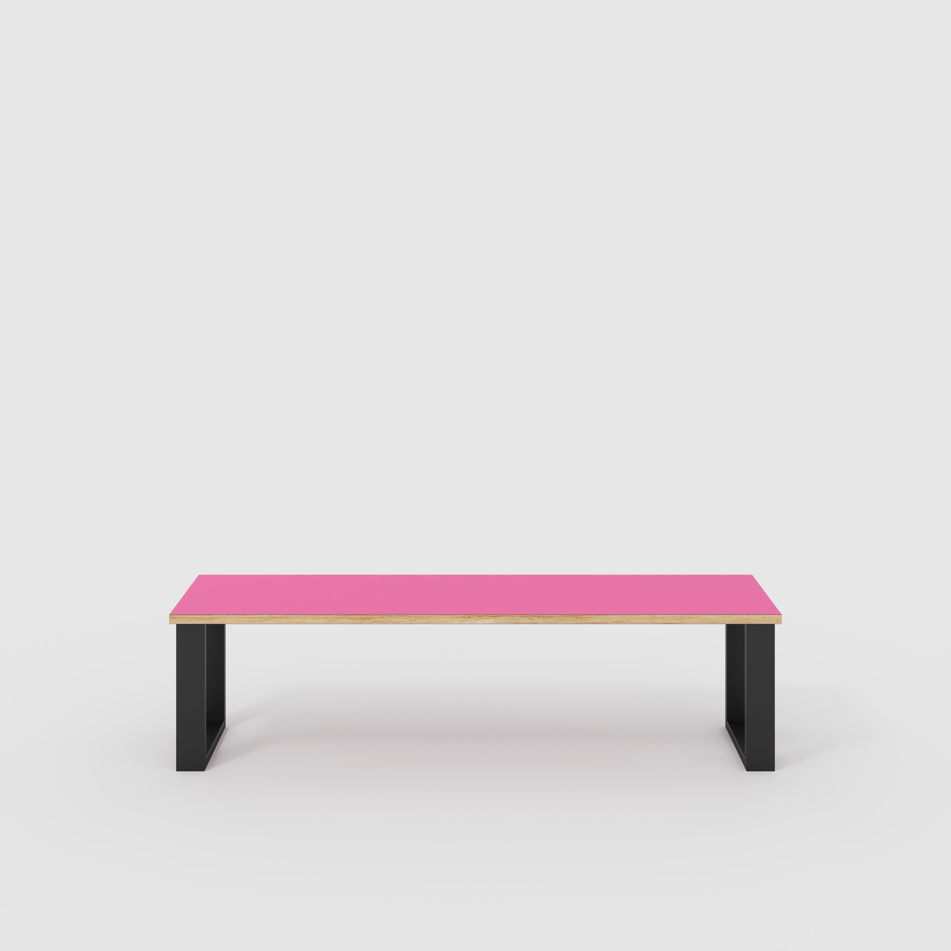 Bench Seat with Black Industrial Legs - Formica Juicy Pink - 1600(w) x 400(d)