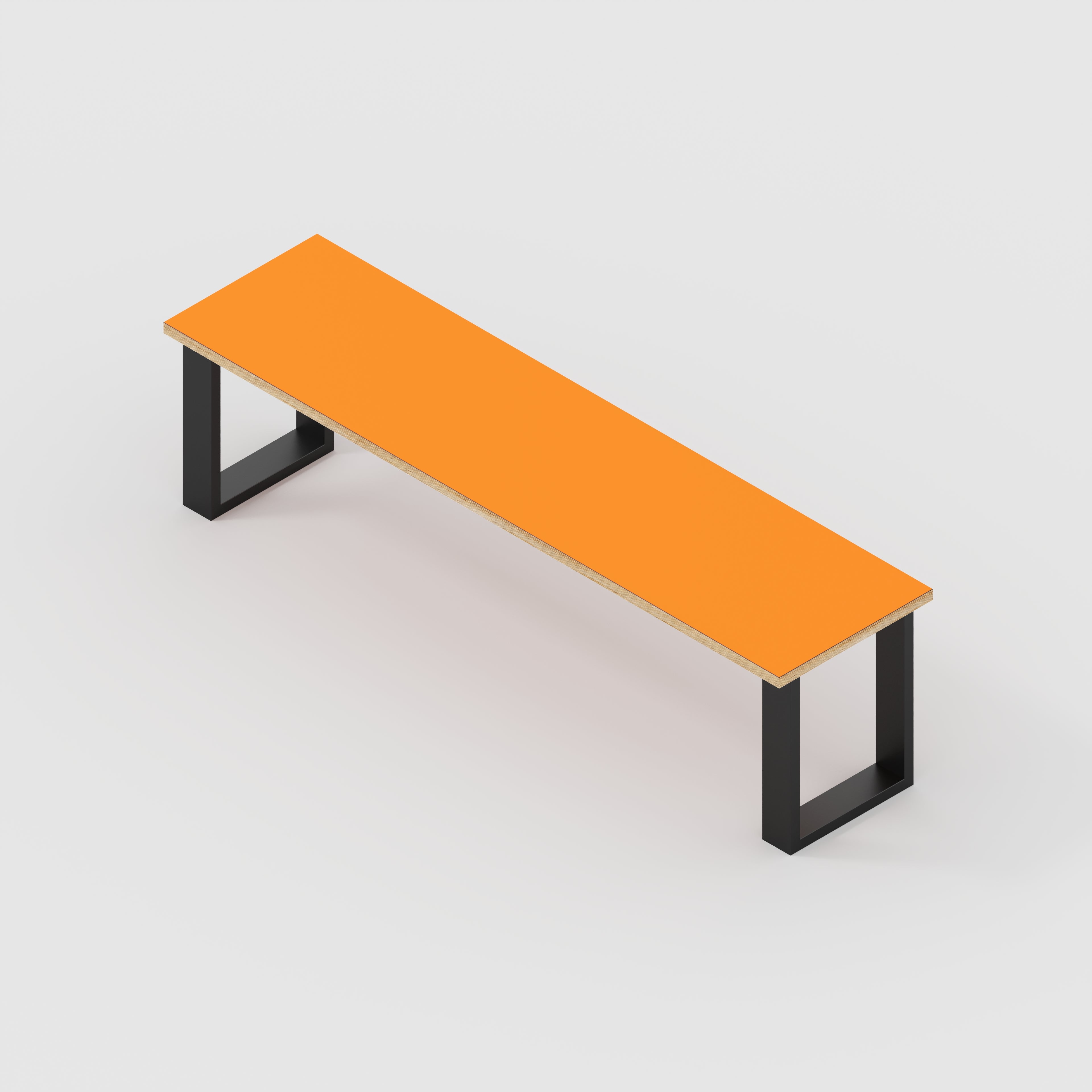 Bench Seat with Black Industrial Legs - Formica Levante Orange - 1600(w) x 400(d)