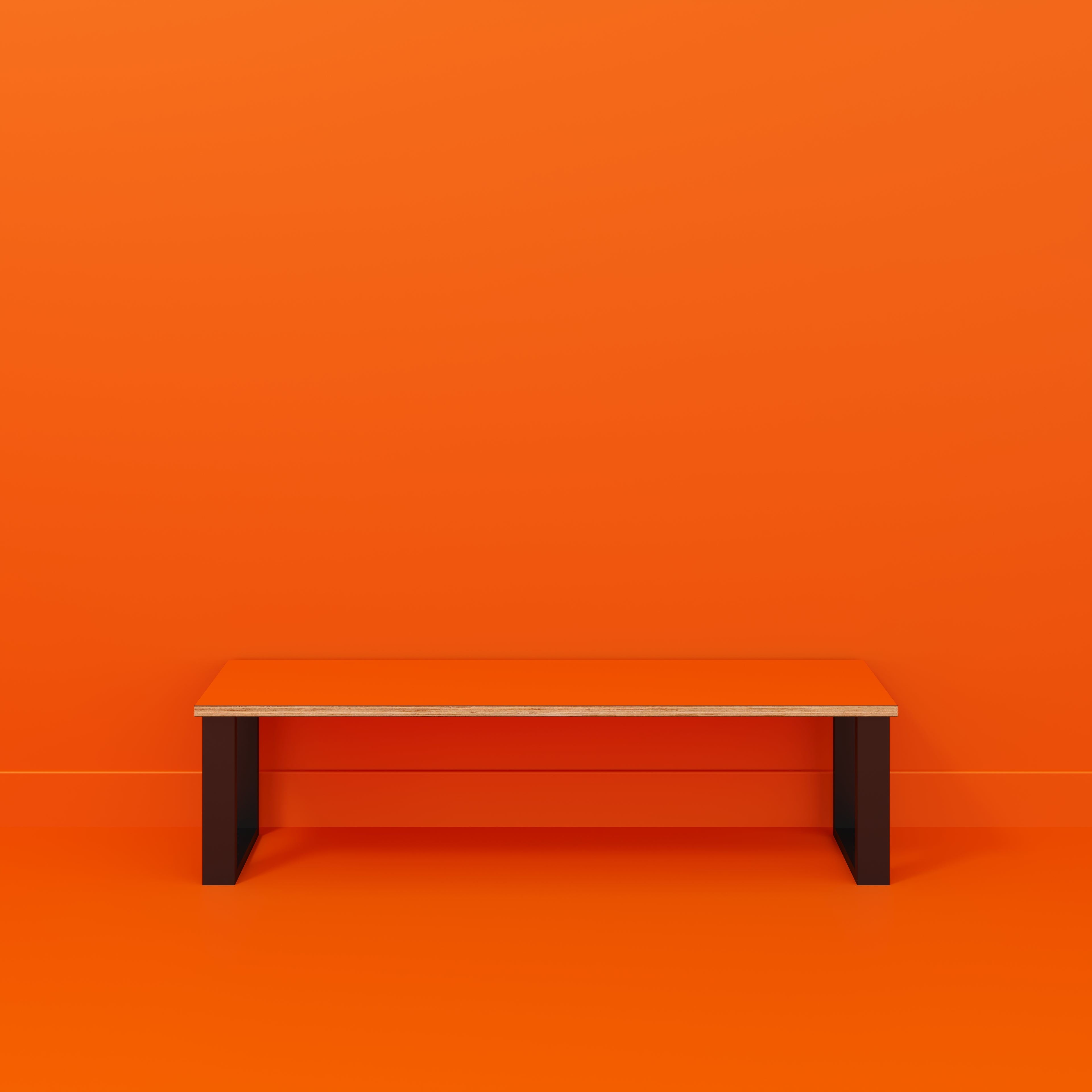 Bench Seat with Black Industrial Legs - Formica Levante Orange - 1600(w) x 400(d)