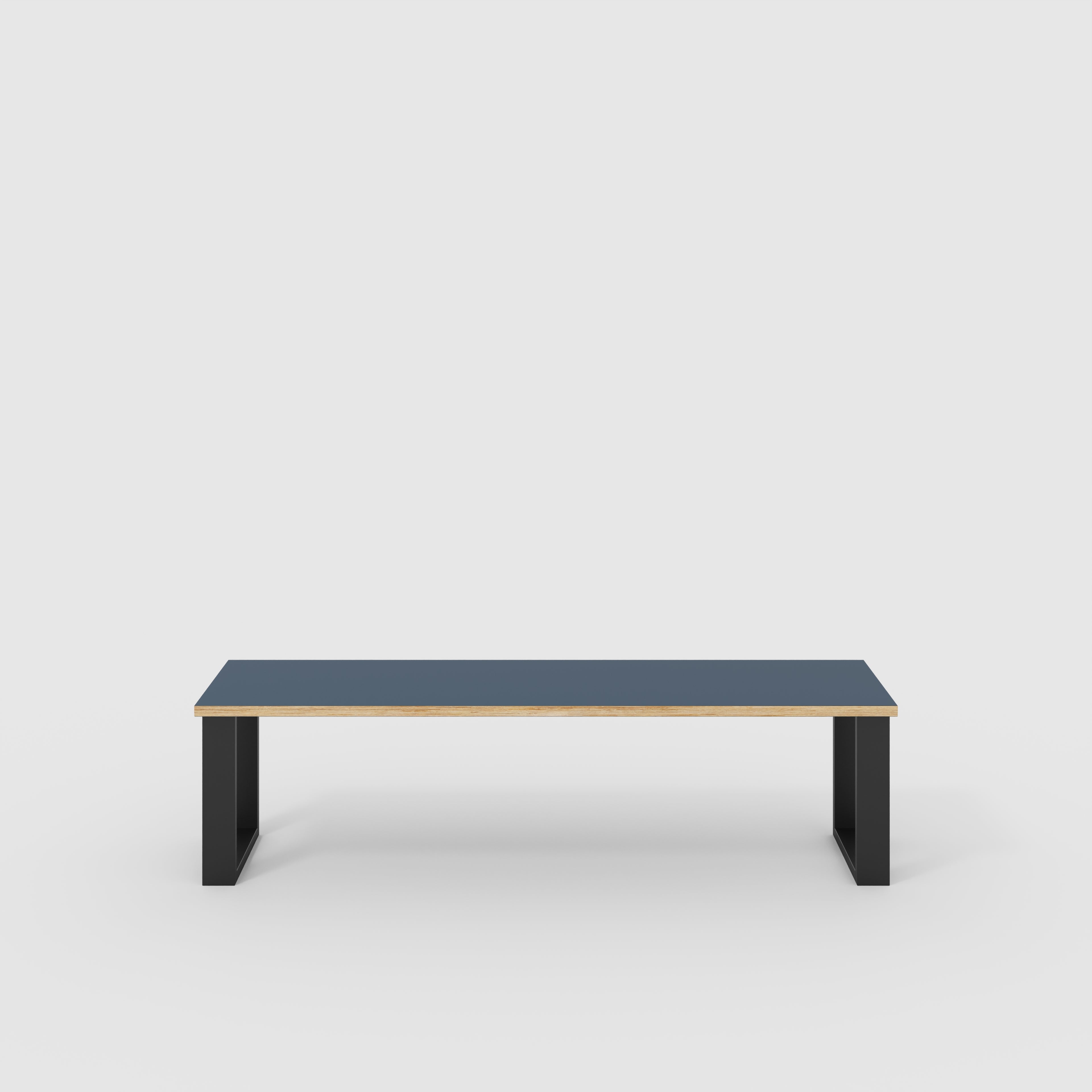 Bench Seat with Black Industrial Legs - Formica Night Sea Blue - 1600(w) x 400(d)