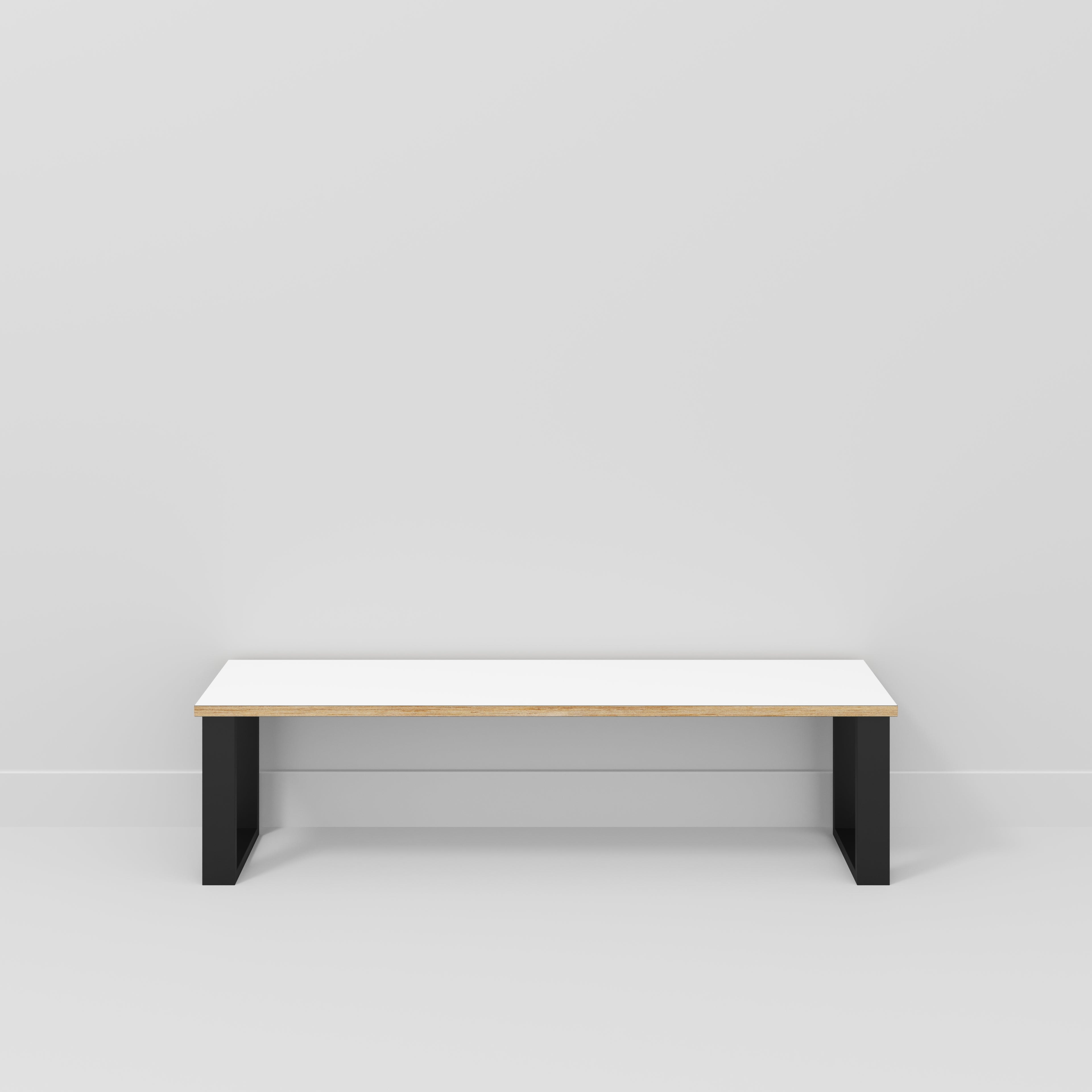 Bench Seat with Black Industrial Legs - Formica White - 1600(w) x 400(d)