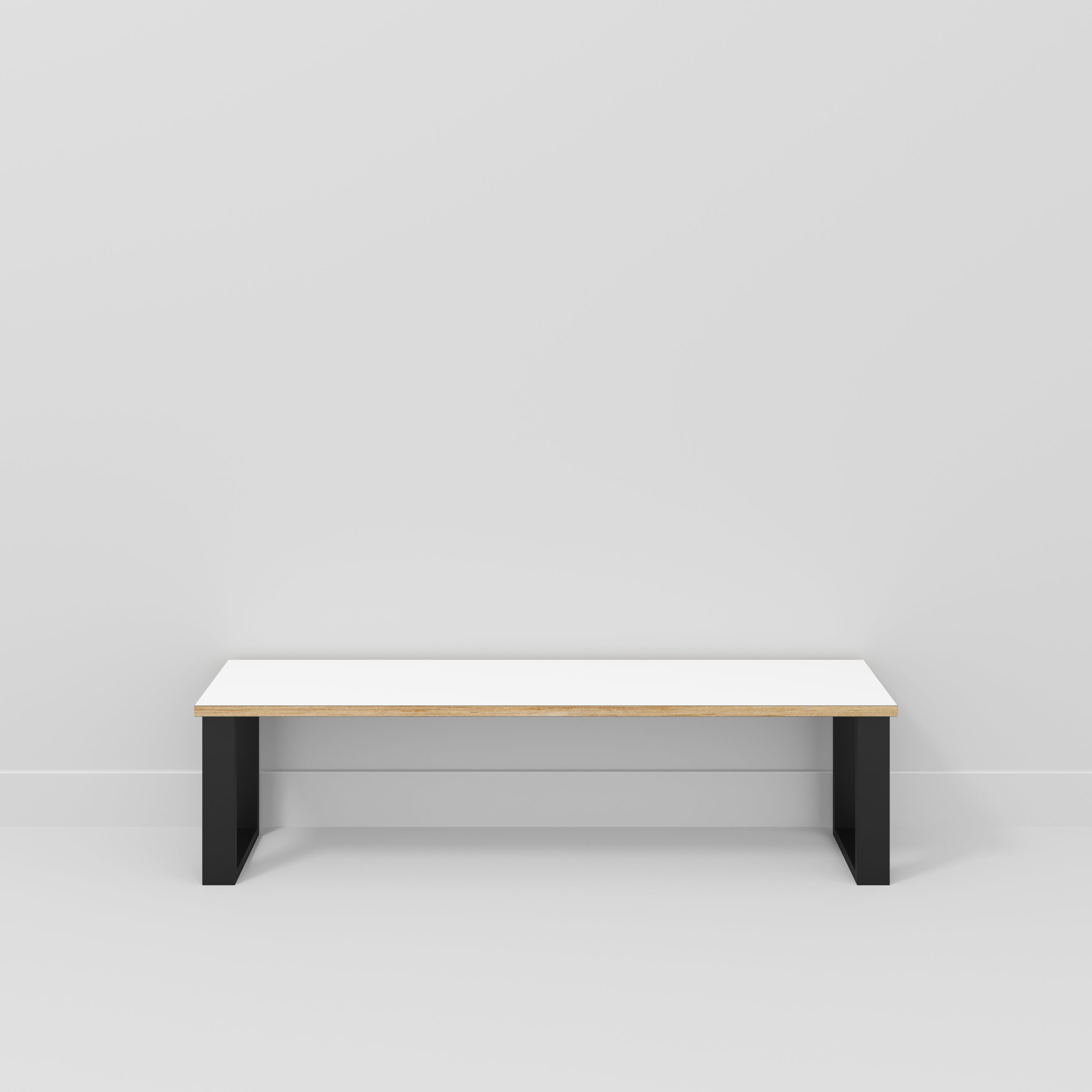 Plywood Bench Seat with Black Industrial Legs Formica White 1600(w