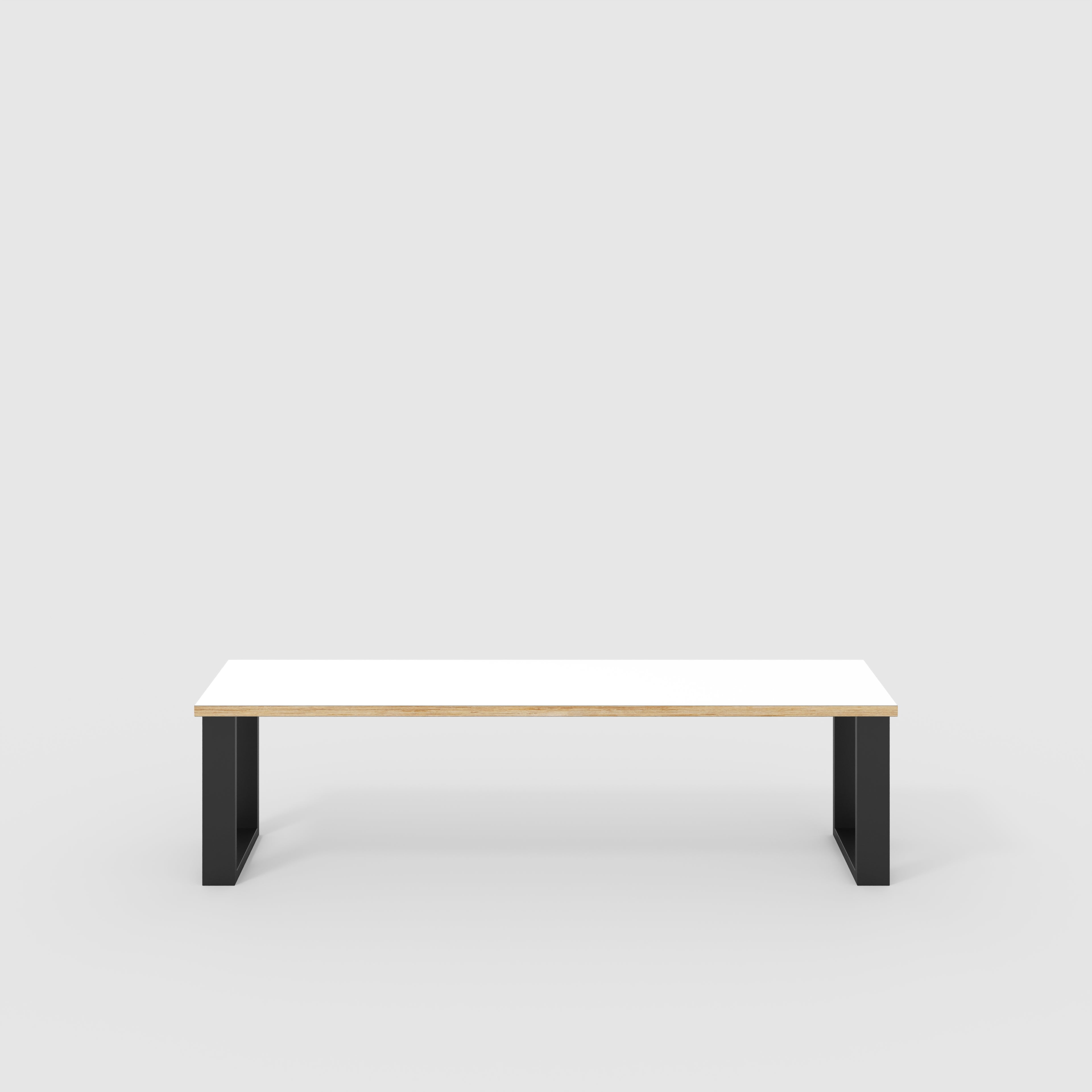 Bench Seat with Black Industrial Legs - Formica White - 1600(w) x 400(d)