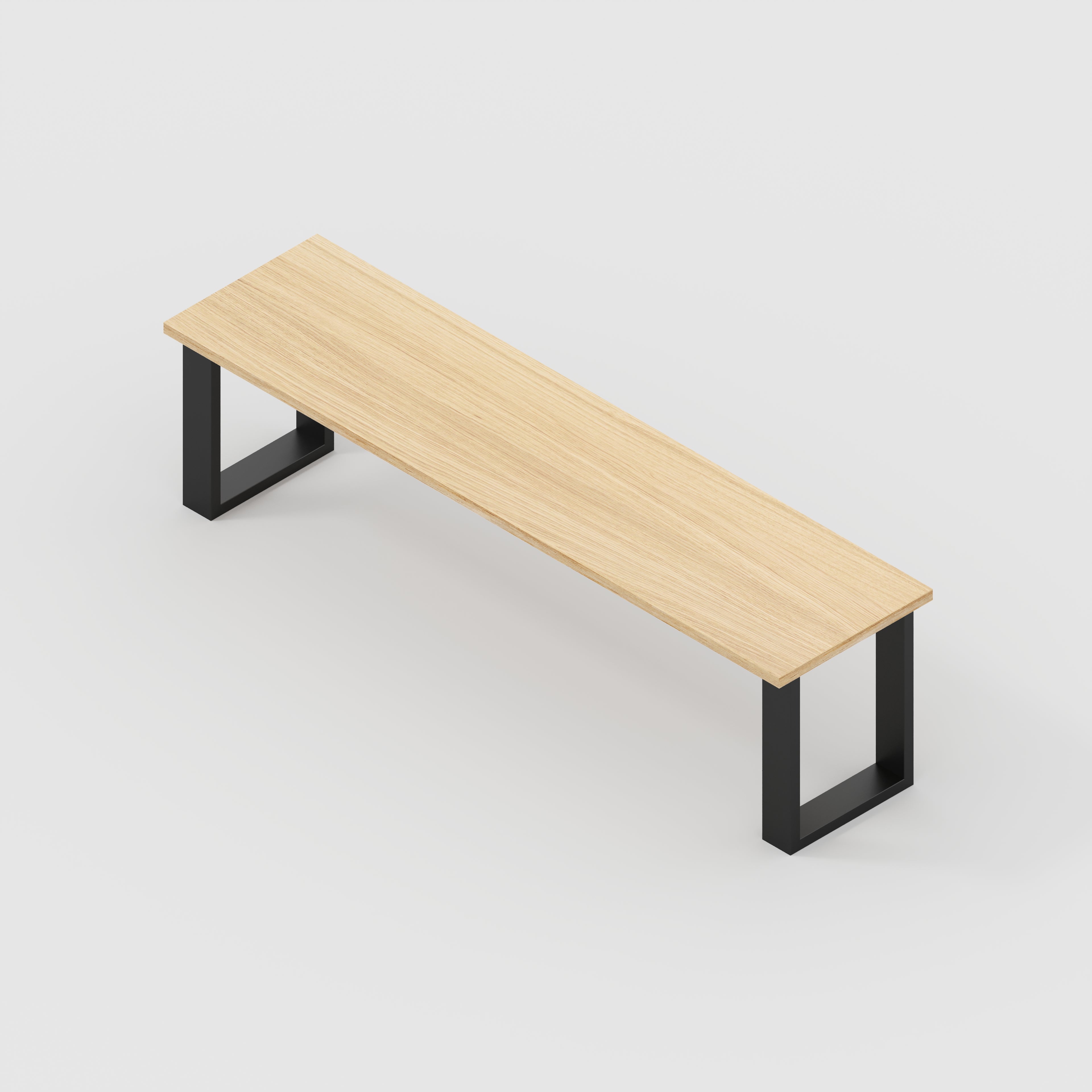 Bench Seat with Black Industrial Legs - Plywood Oak - 1600(w) x 400(d)