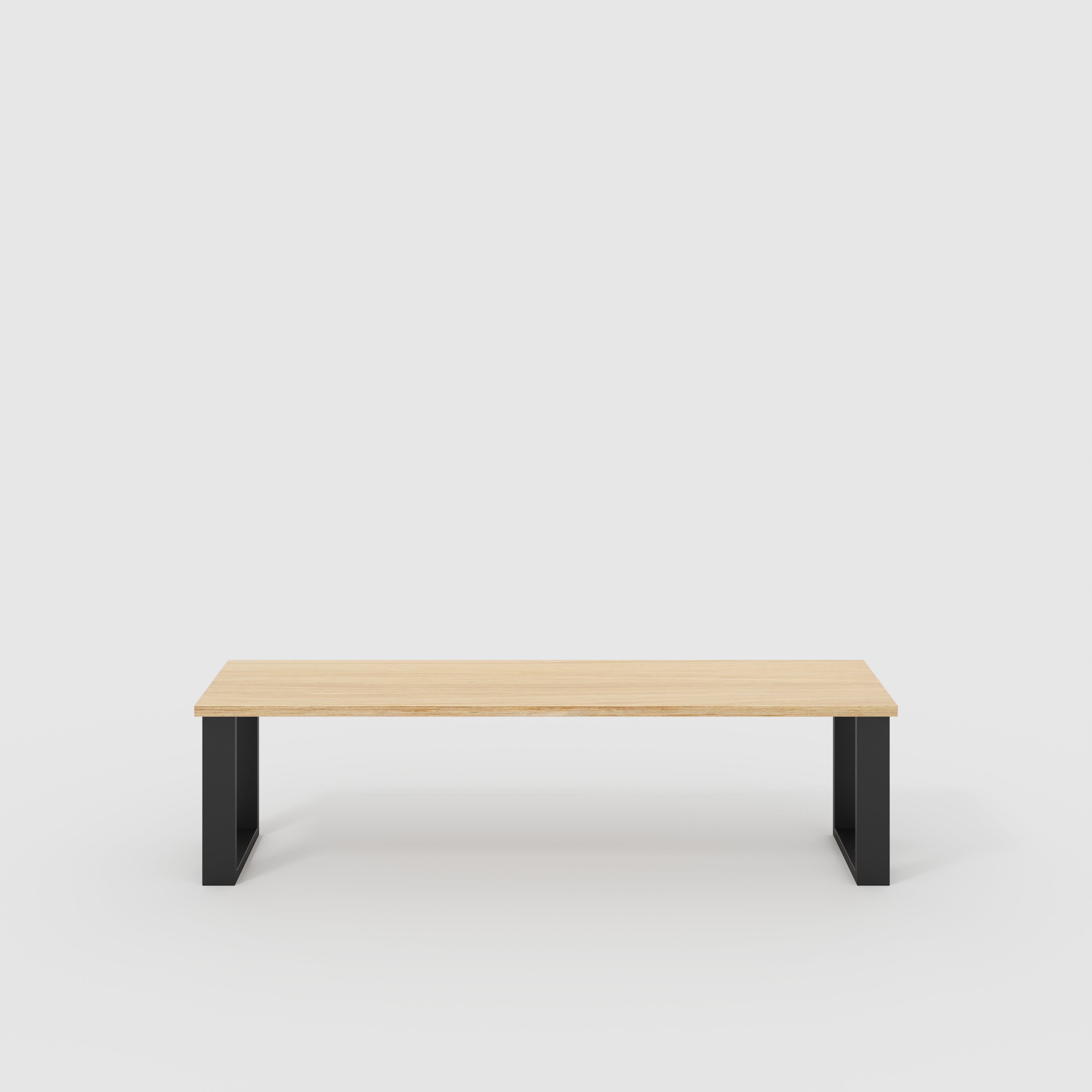 Bench Seat with Black Industrial Legs - Plywood Oak - 1600(w) x 400(d)