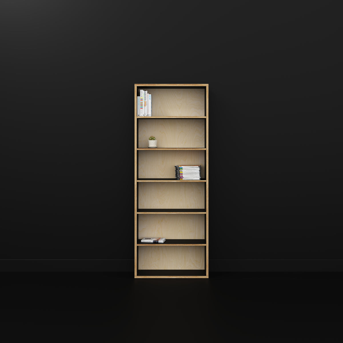 Plywood Bookshelves - Formica Diamond Black - 800(w) x 300(d) x 2100(h