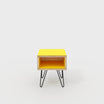 Bedside Table with Box Storage and Black Hairpin Legs - Formica Chrome Yellow - 400(w) x 400(d) x 450(h)