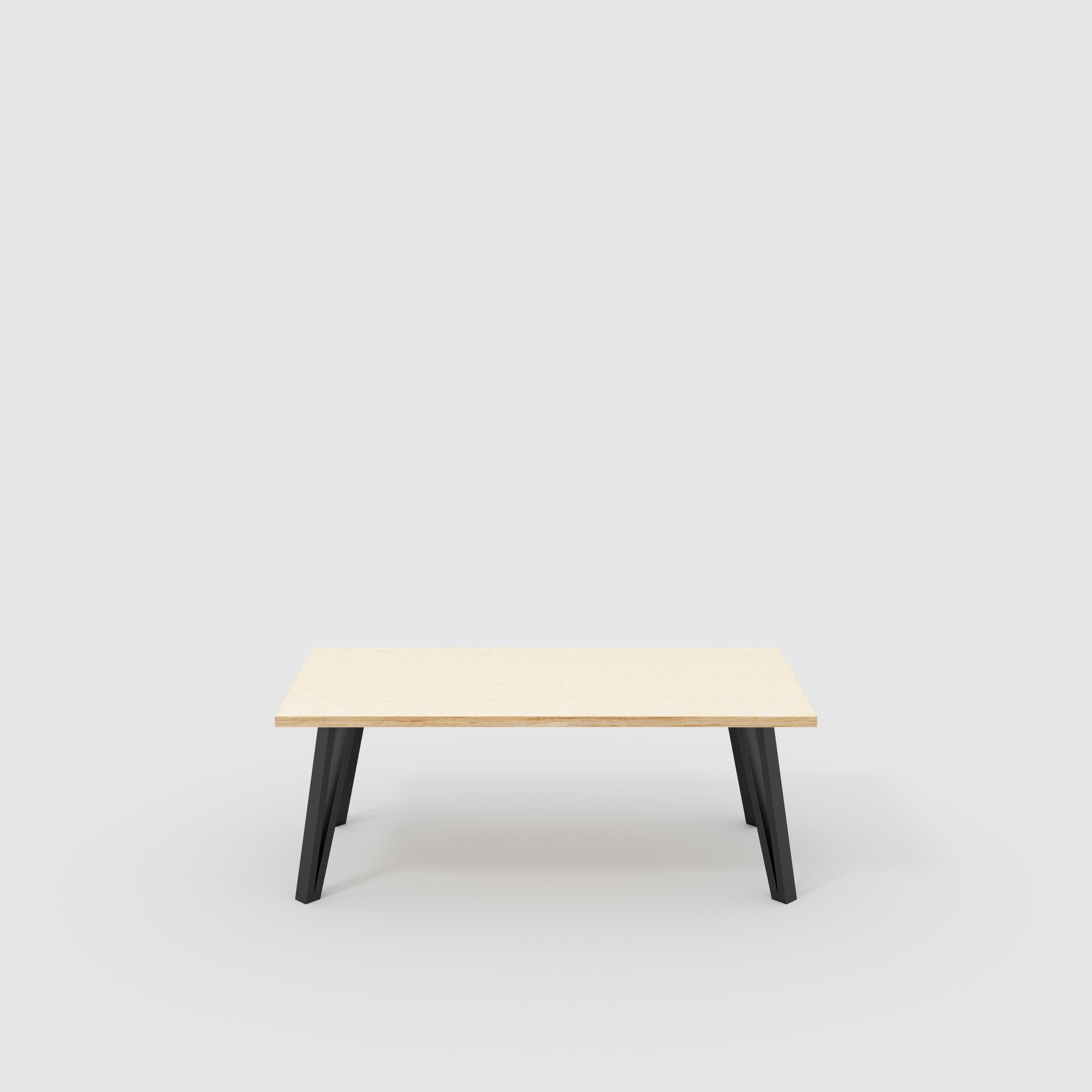 Coffee Table with Black Box Hairpin Legs - Plywood Birch - 1200(w) x 600(d) x 425(h)