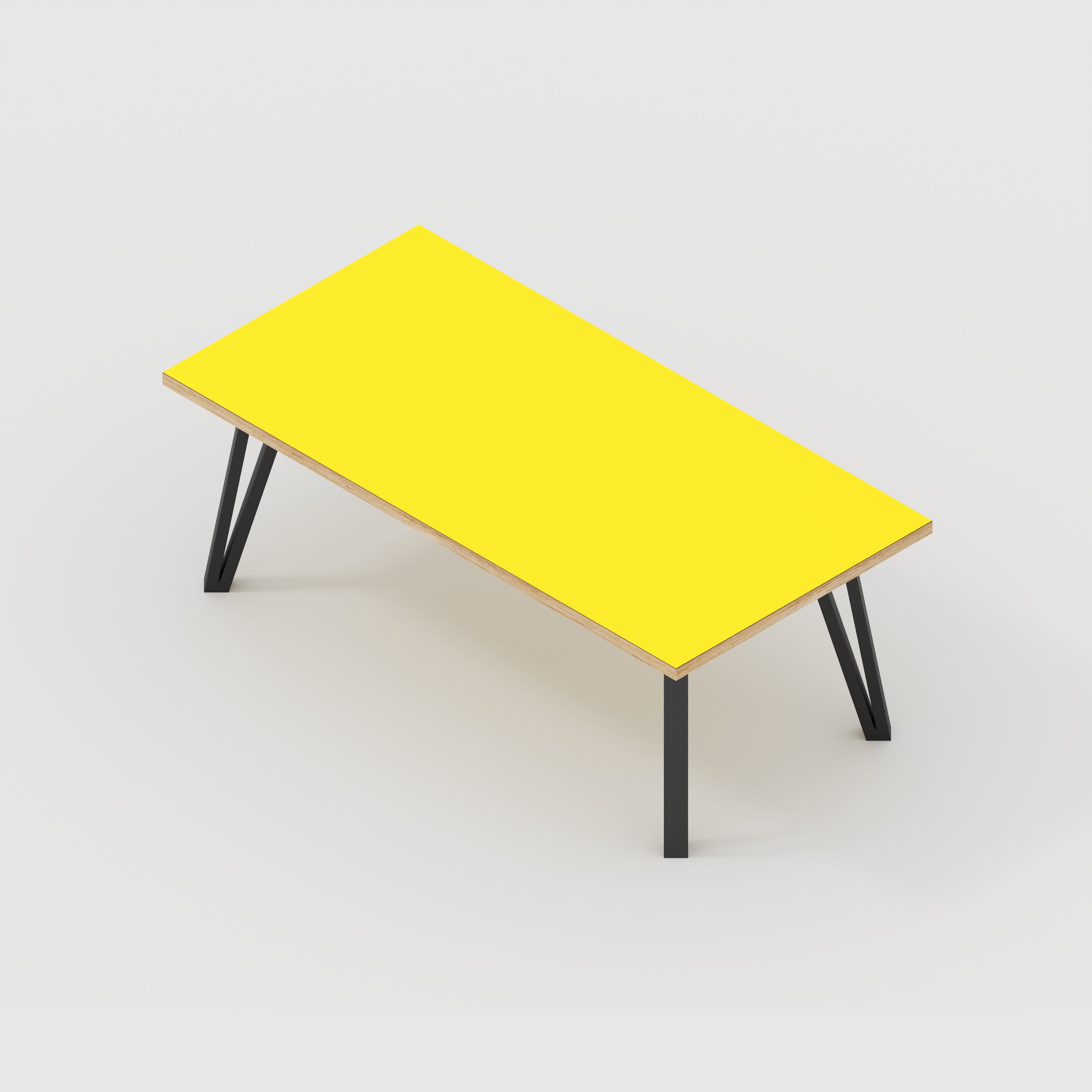 Coffee Table with Black Box Hairpin Legs - Formica Chrome Yellow - 1200(w) x 600(d) x 425(h)