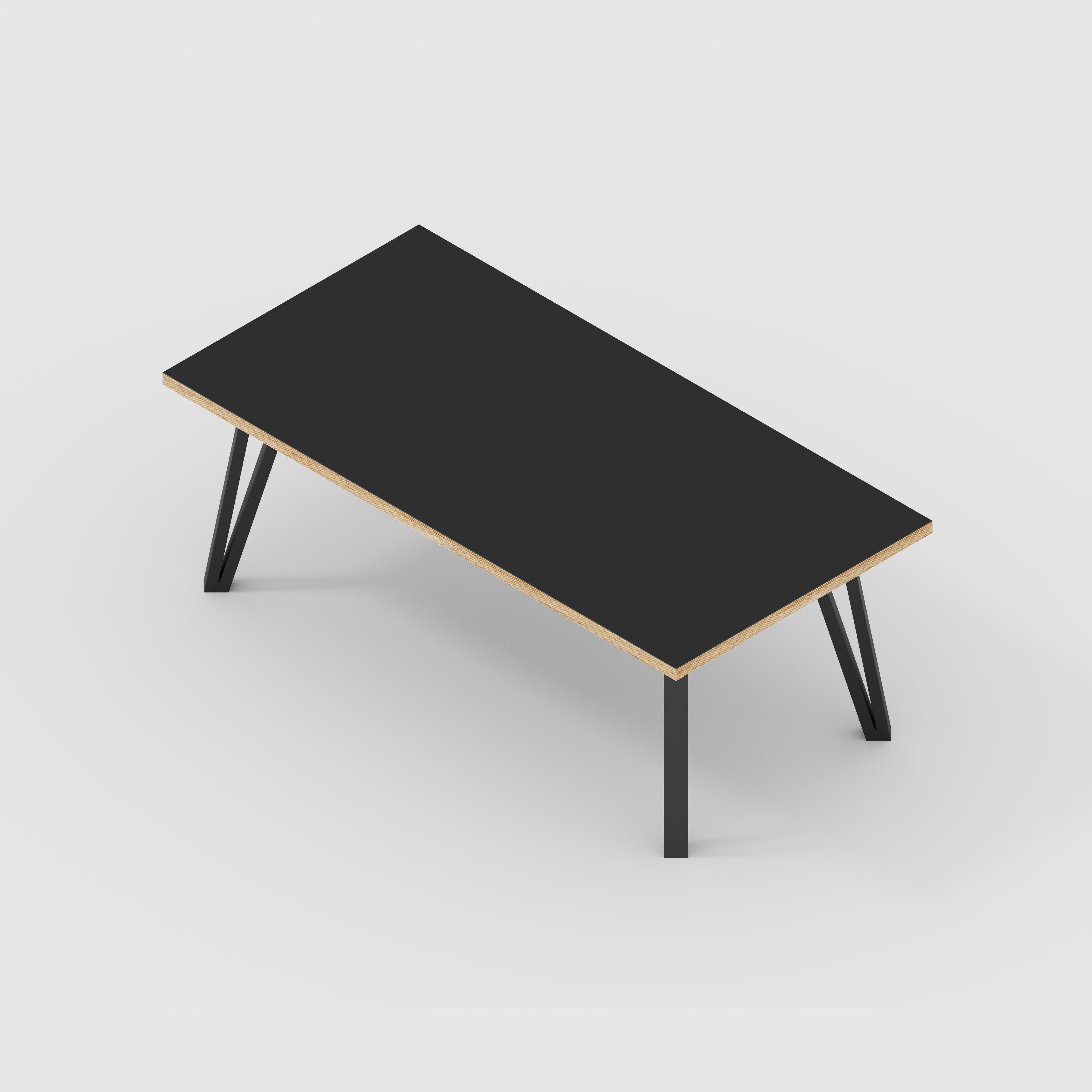 Coffee Table with Black Box Hairpin Legs - Formica Diamond Black - 1200(w) x 600(d) x 425(h)