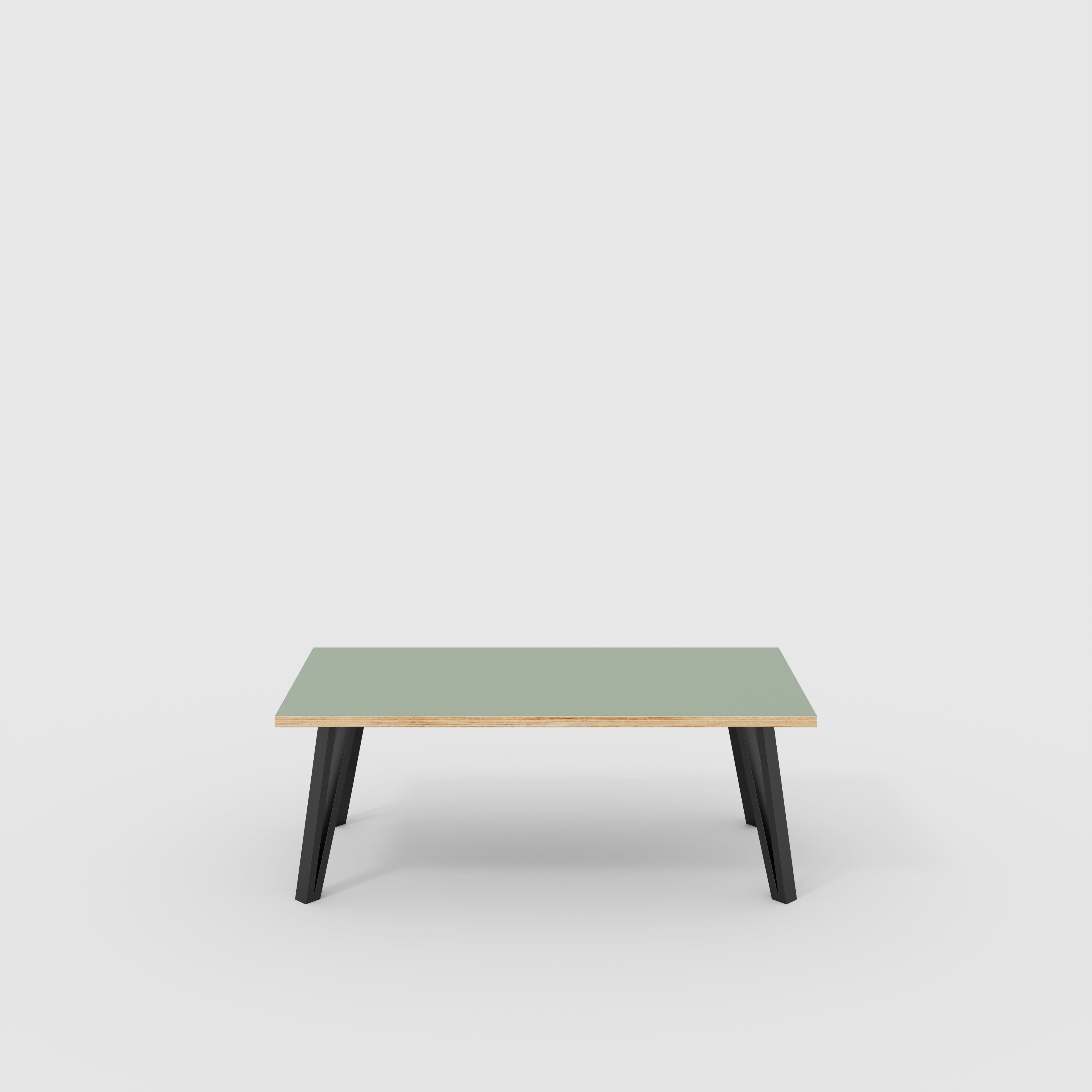 Coffee Table with Black Box Hairpin Legs - Formica Green Slate - 1200(w) x 600(d) x 425(h)
