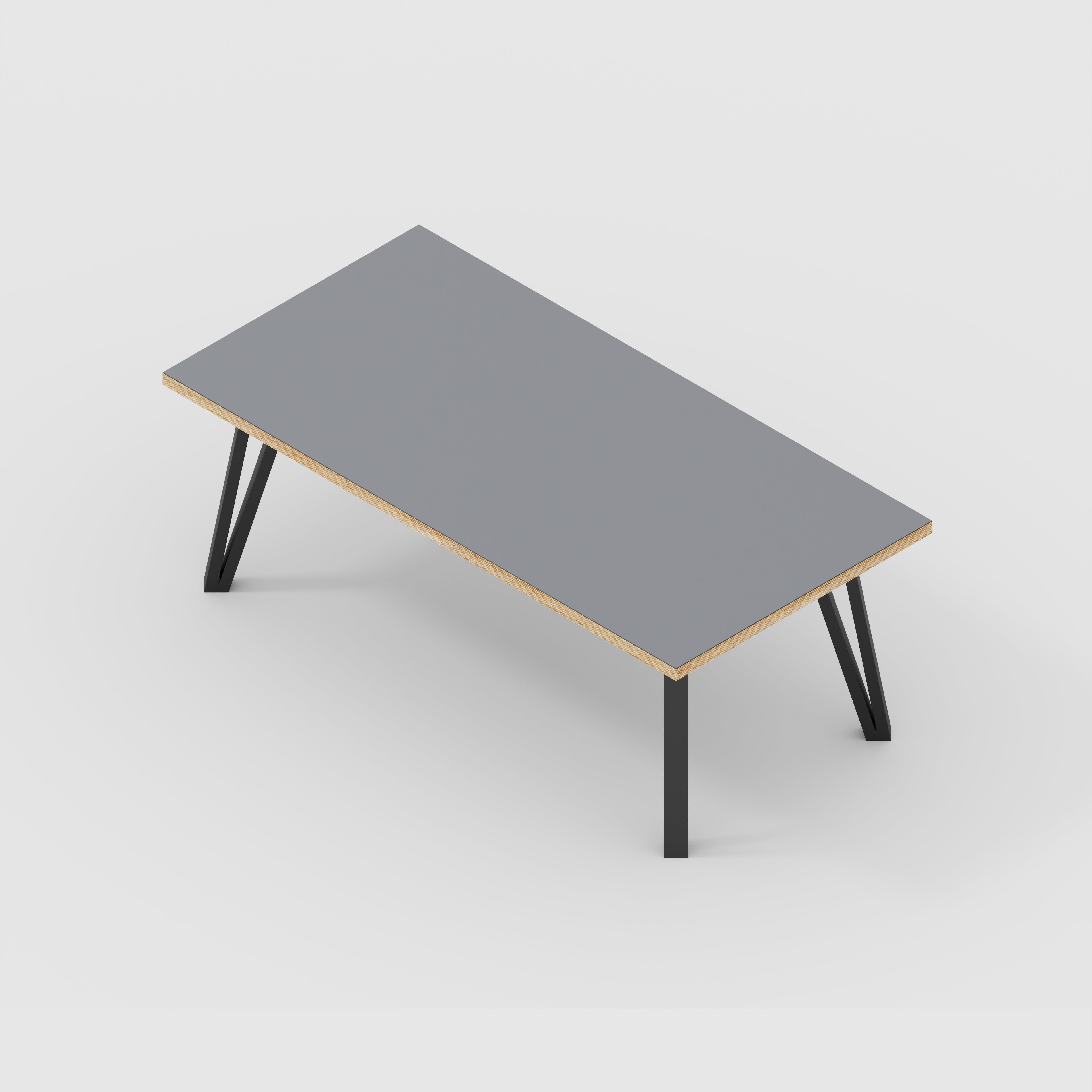 Coffee Table with Black Box Hairpin Legs - Formica Tornado Grey - 1200(w) x 600(d) x 425(h)