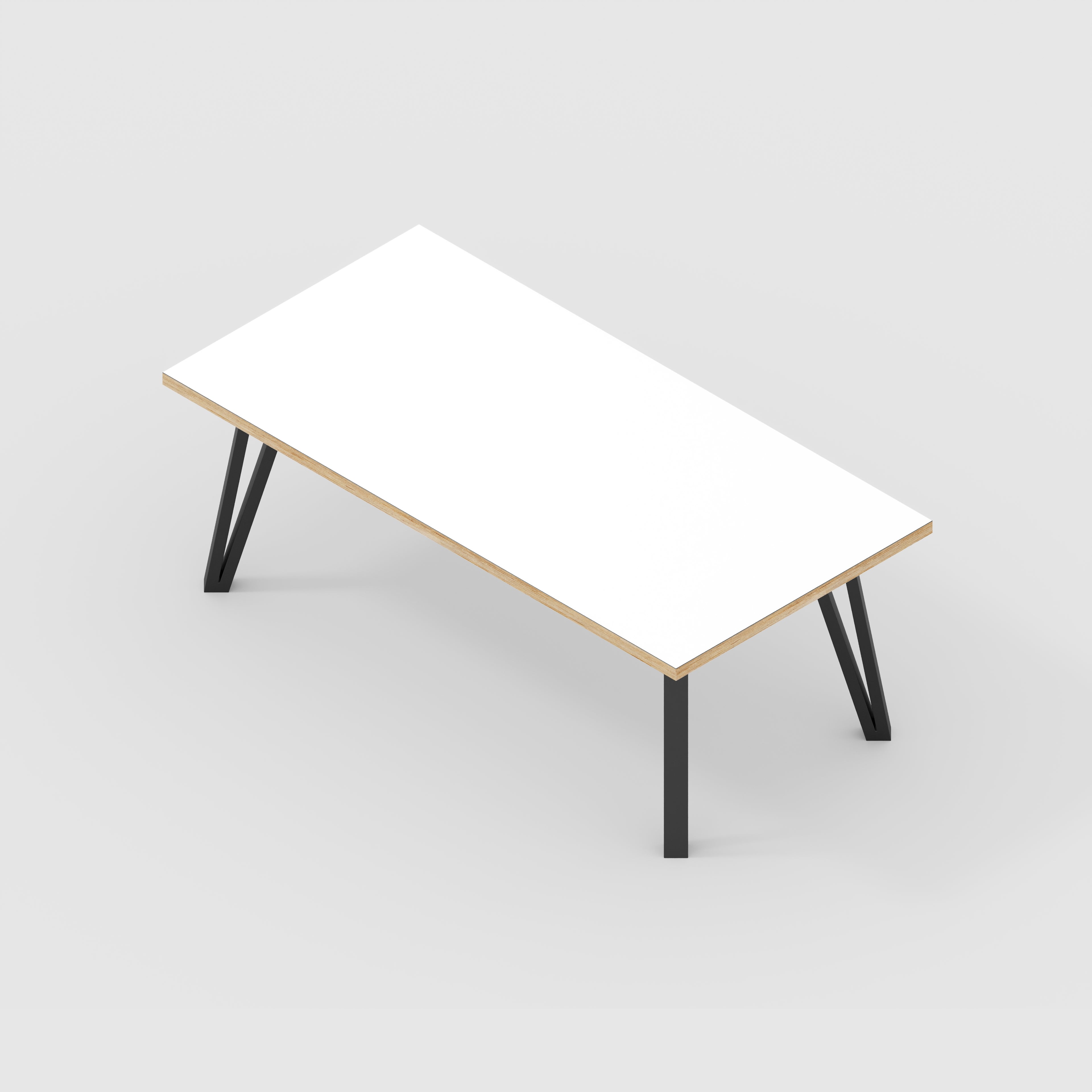 Coffee Table with Black Box Hairpin Legs - Formica White - 1200(w) x 600(d) x 425(h)