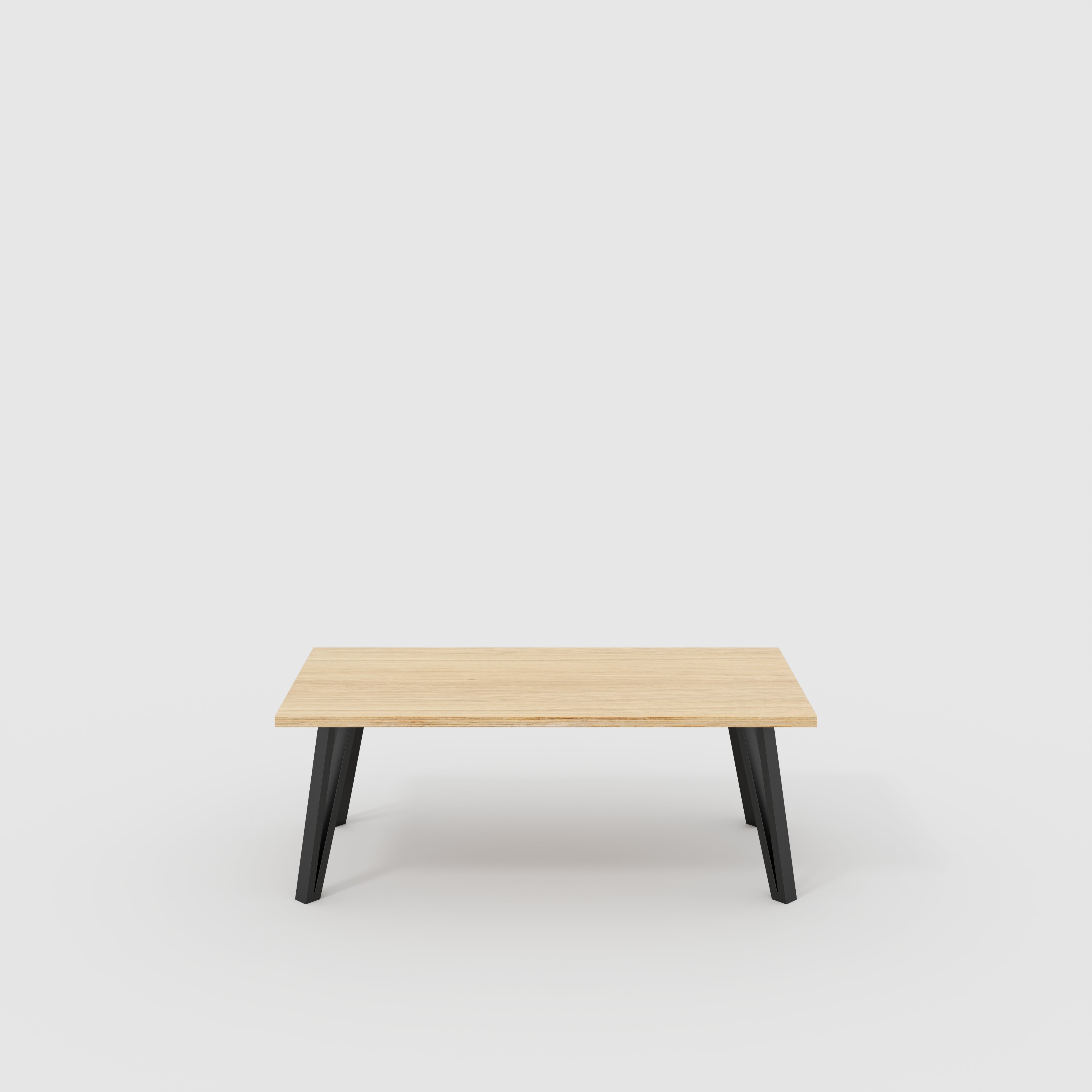Coffee Table with Black Box Hairpin Legs - Plywood Oak - 1200(w) x 600(d) x 425(h)