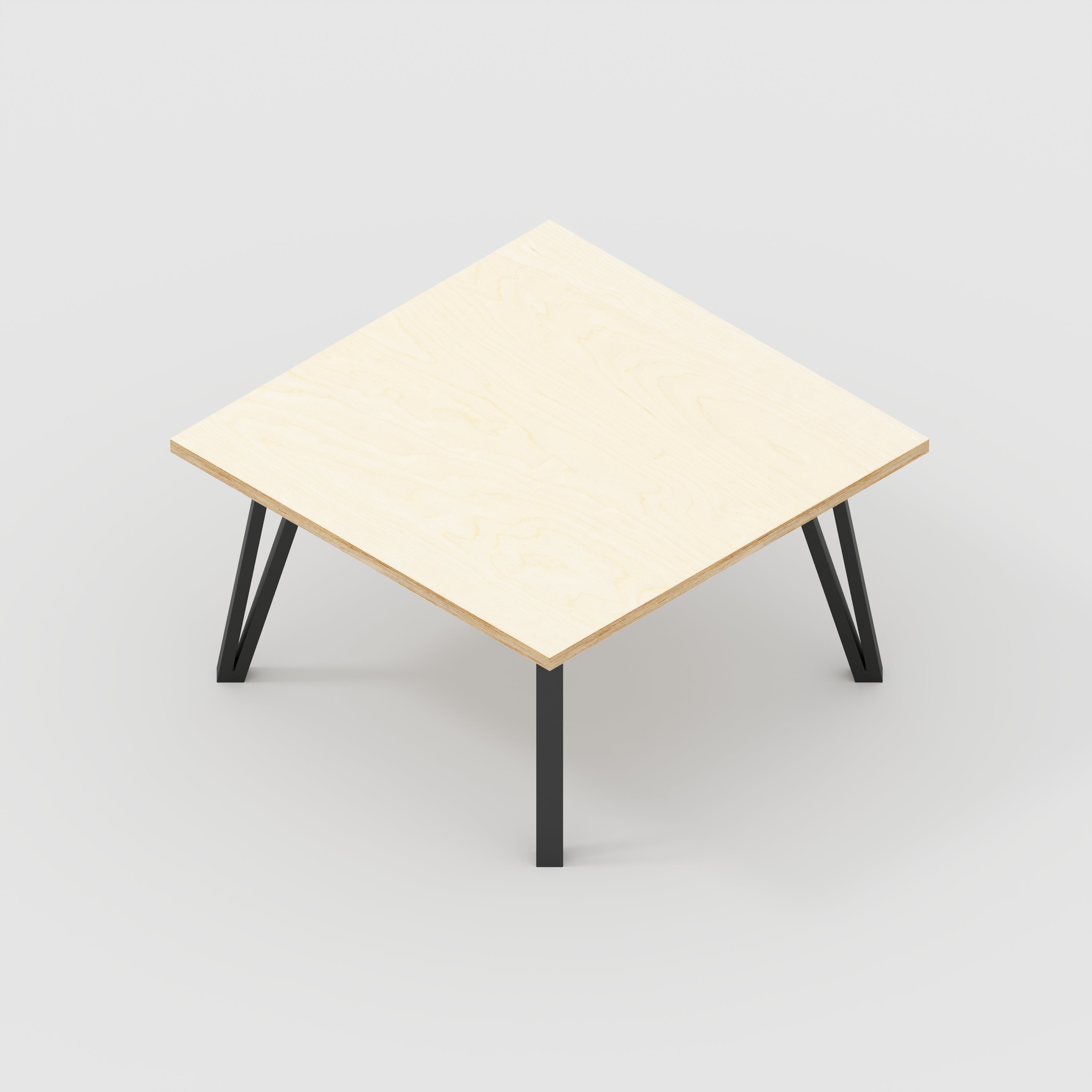 Coffee Table with Black Box Hairpin Legs - Plywood Birch - 800(w) x 800(d) x 425(h)