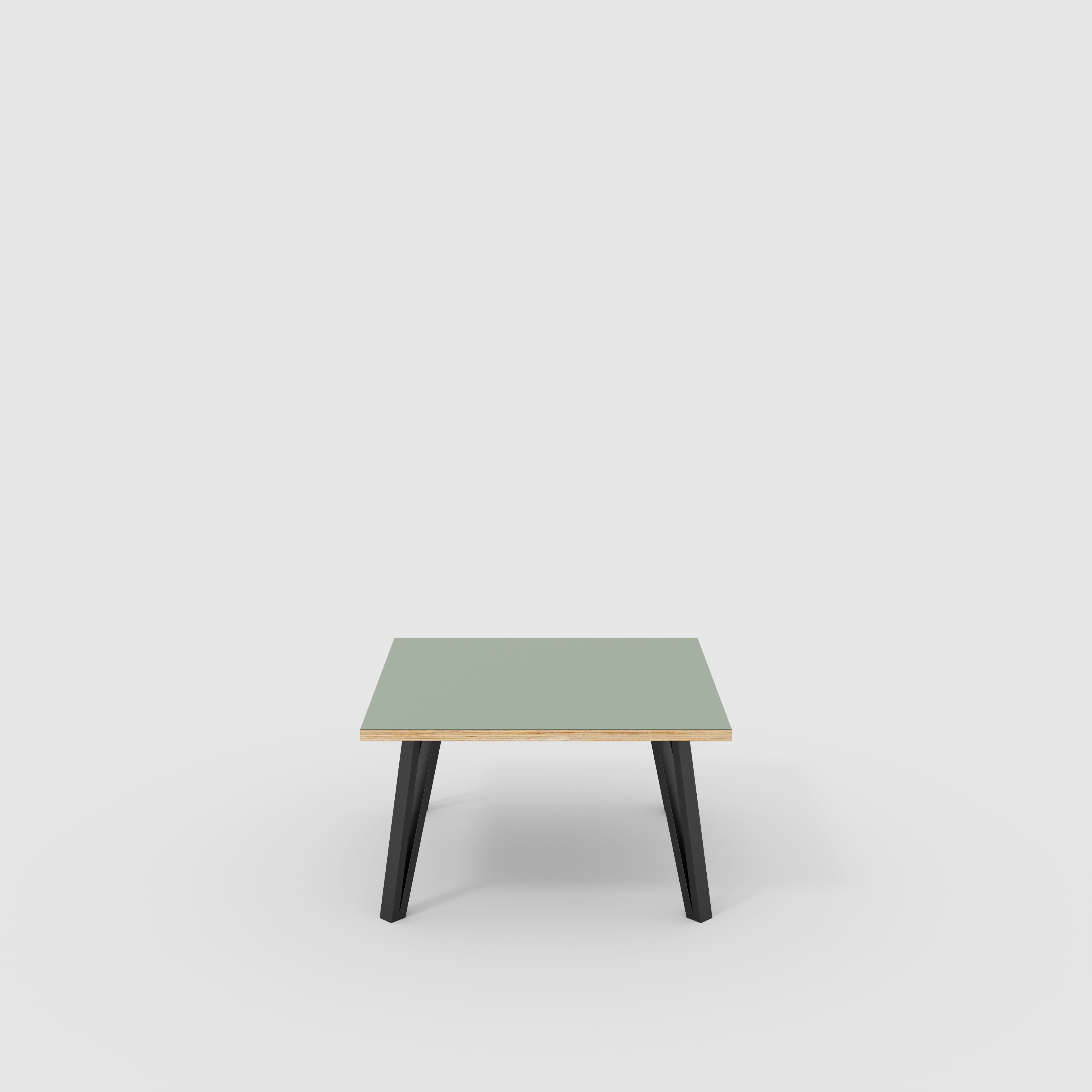 Coffee Table with Black Box Hairpin Legs - Formica Green Slate - 800(w) x 800(d) x 425(h)