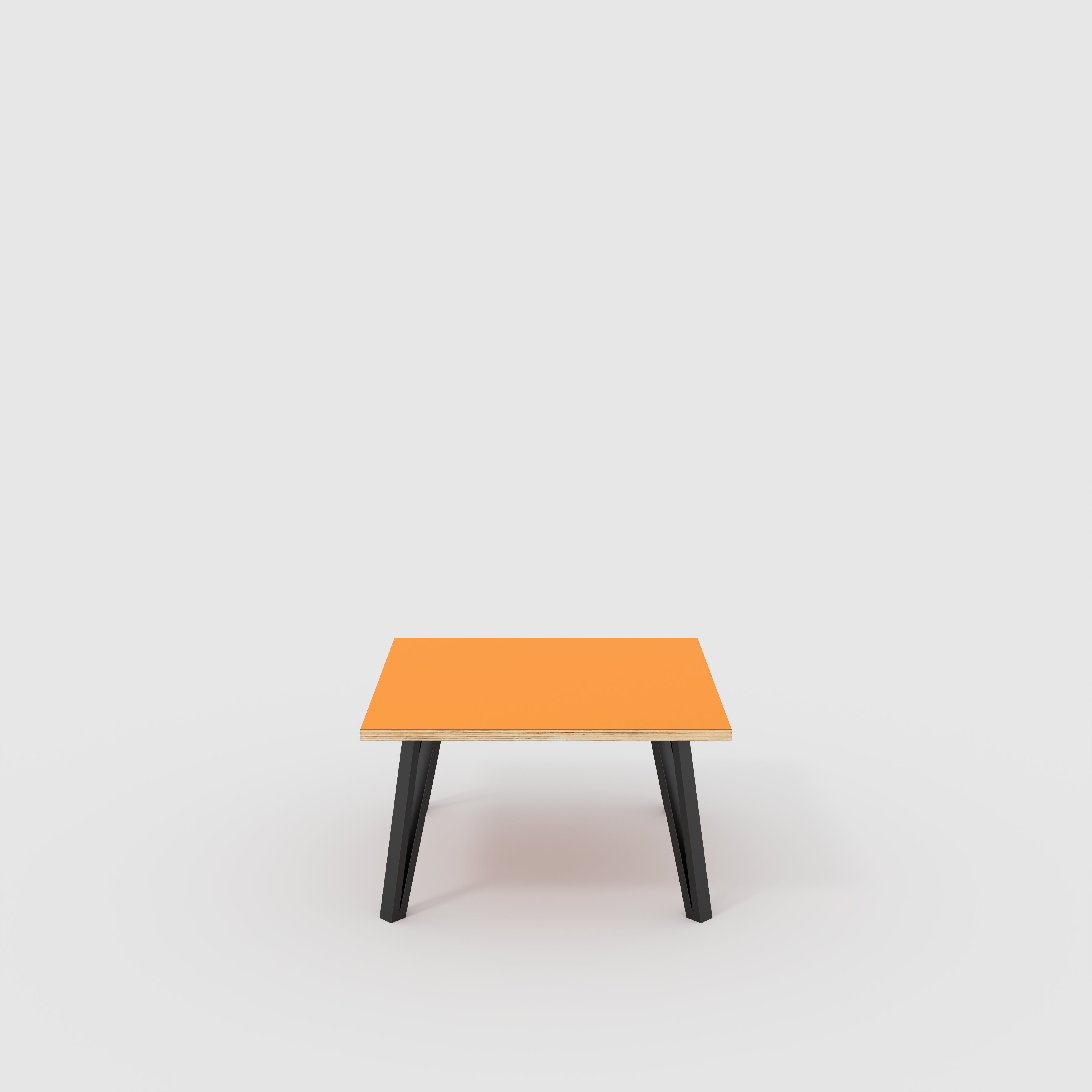 Coffee Table with Black Box Hairpin Legs - Formica Levante Orange - 800(w) x 800(d) x 425(h)