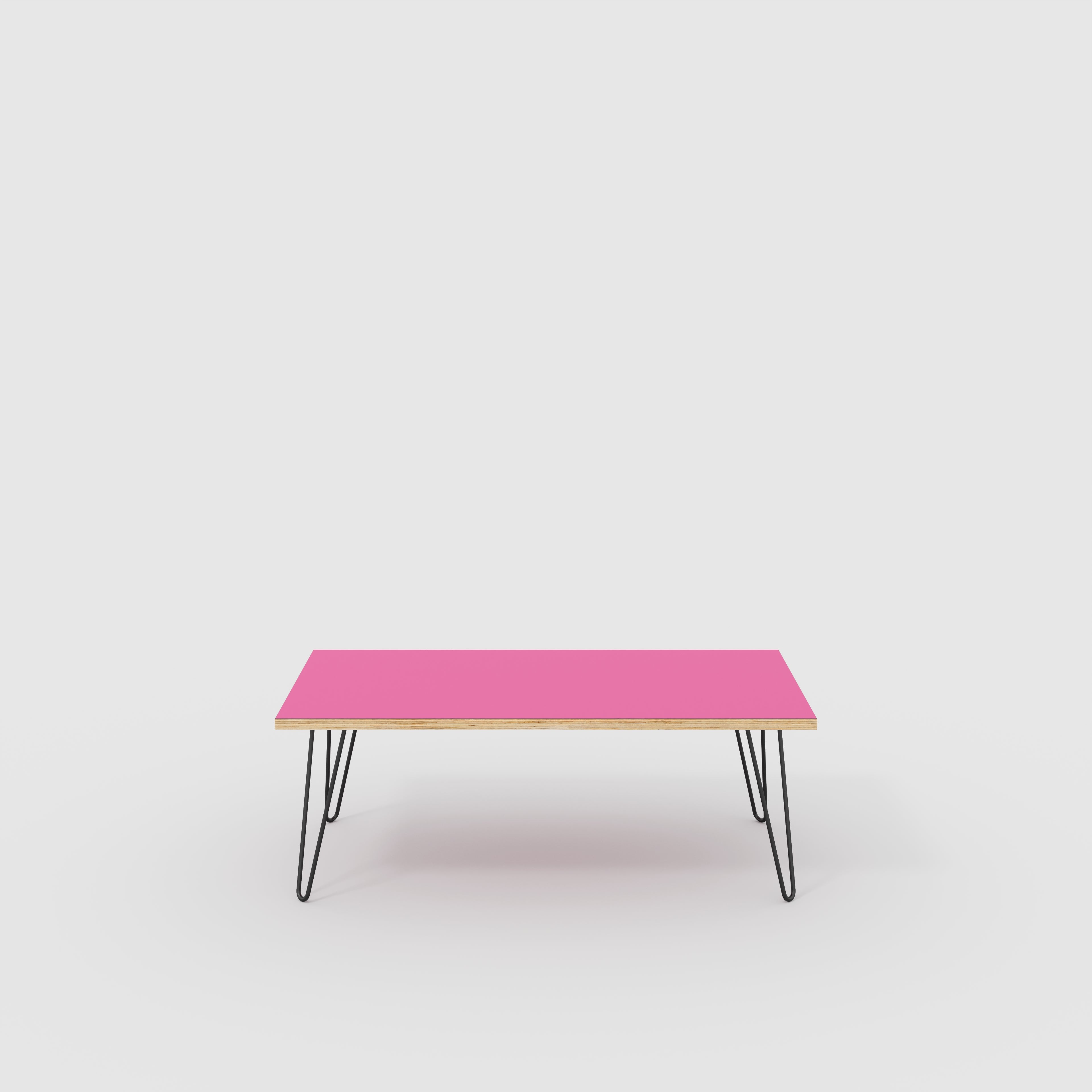 Coffee Table with Black Hairpin Legs - Formica Juicy Pink - 1200(w) x 600(d) x 425(h)