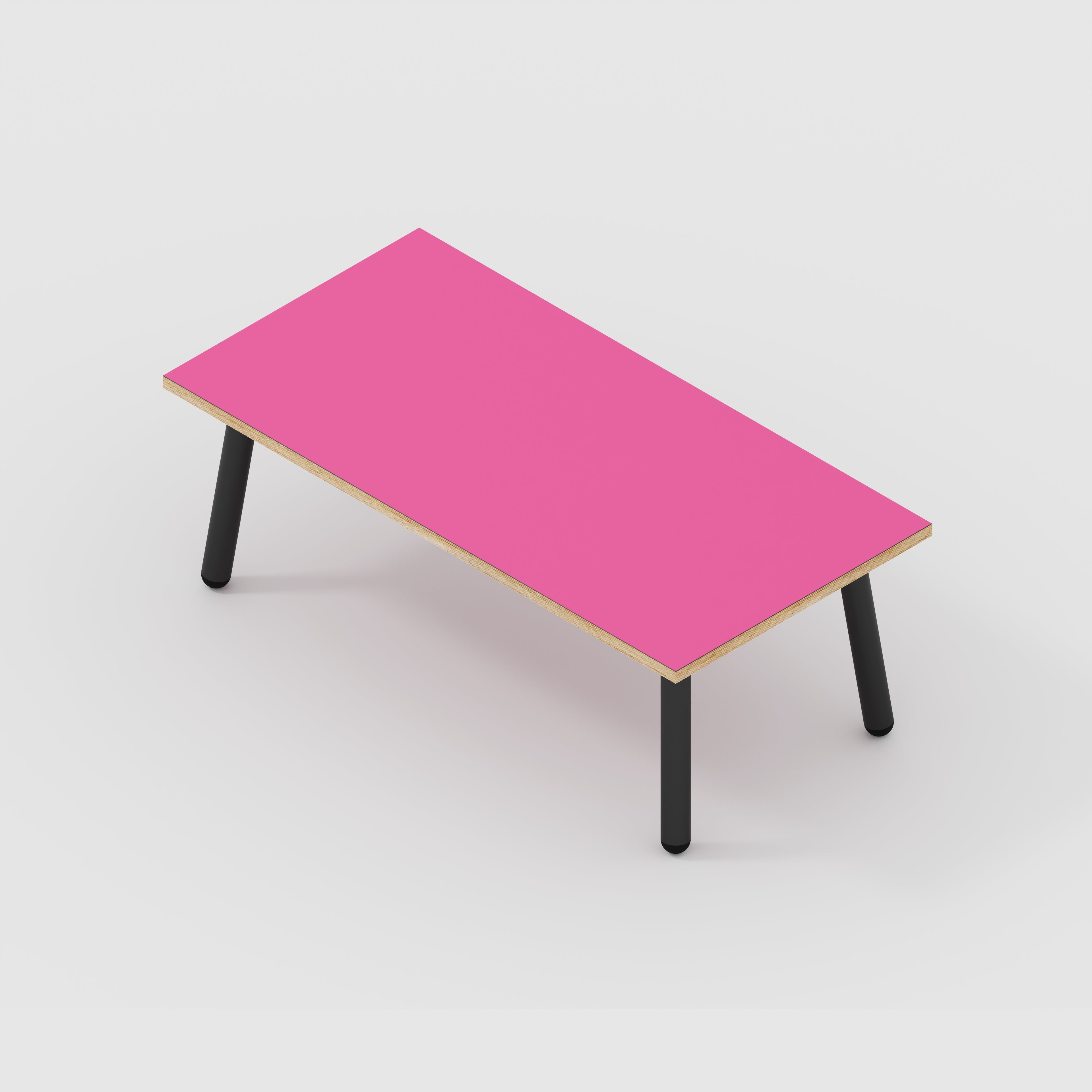 Coffee Table with Black Round Single Pin Legs - Formica Juicy Pink - 1200(w) x 600(d) x 425(h)
