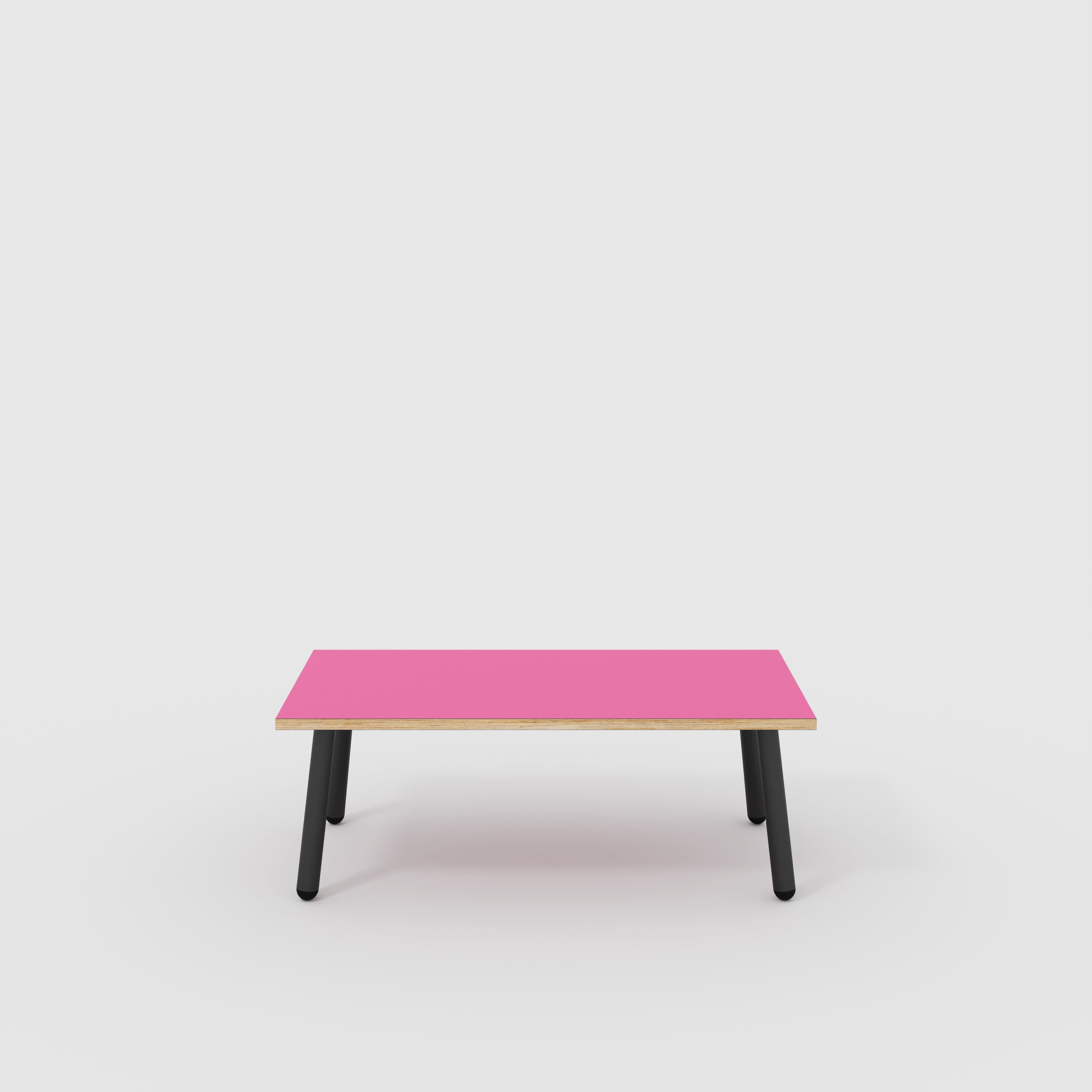 Coffee Table with Black Round Single Pin Legs - Formica Juicy Pink - 1200(w) x 600(d) x 425(h)