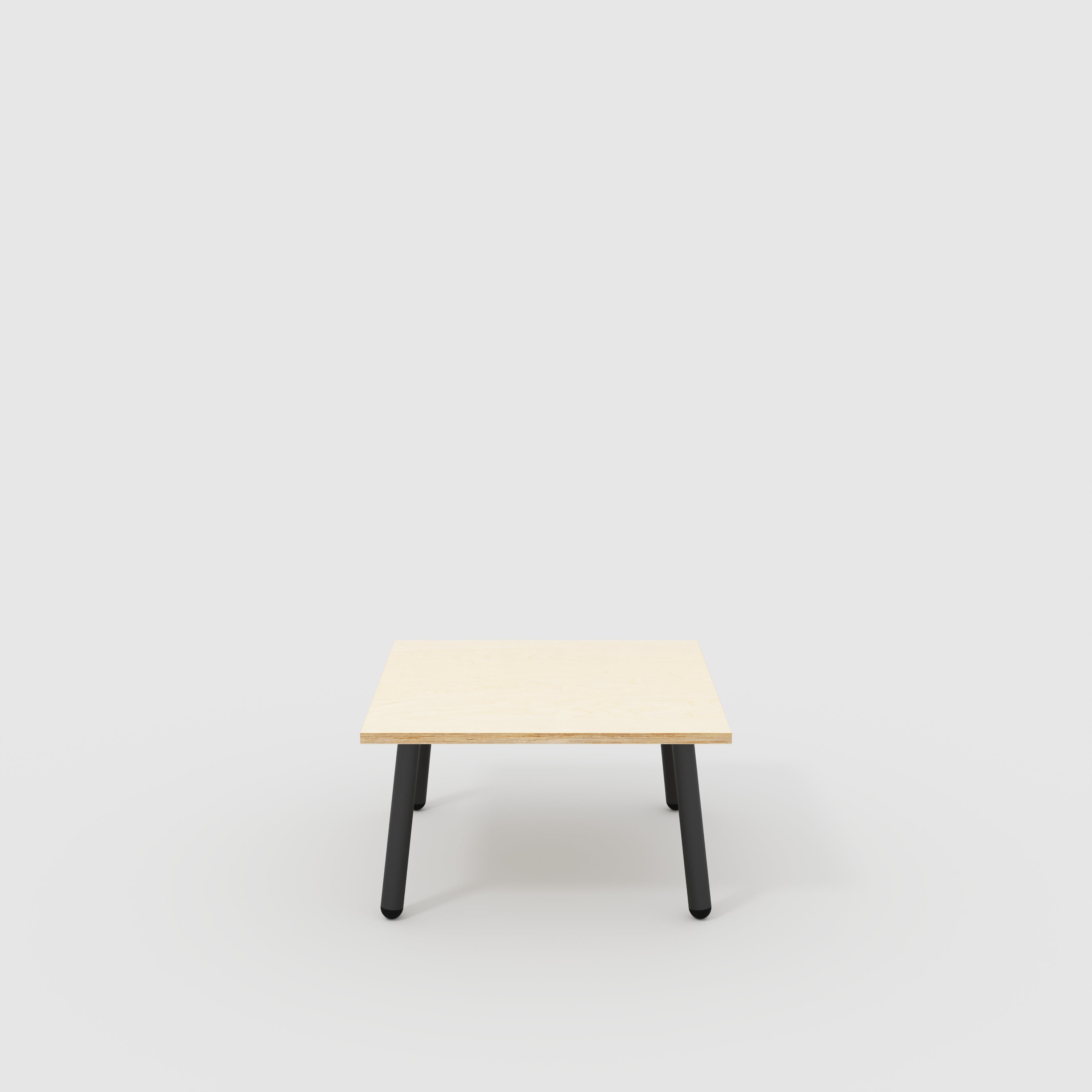 Coffee Table with Black Round Single Pin Legs - Plywood Birch - 800(w) x 800(d) x 425(h)