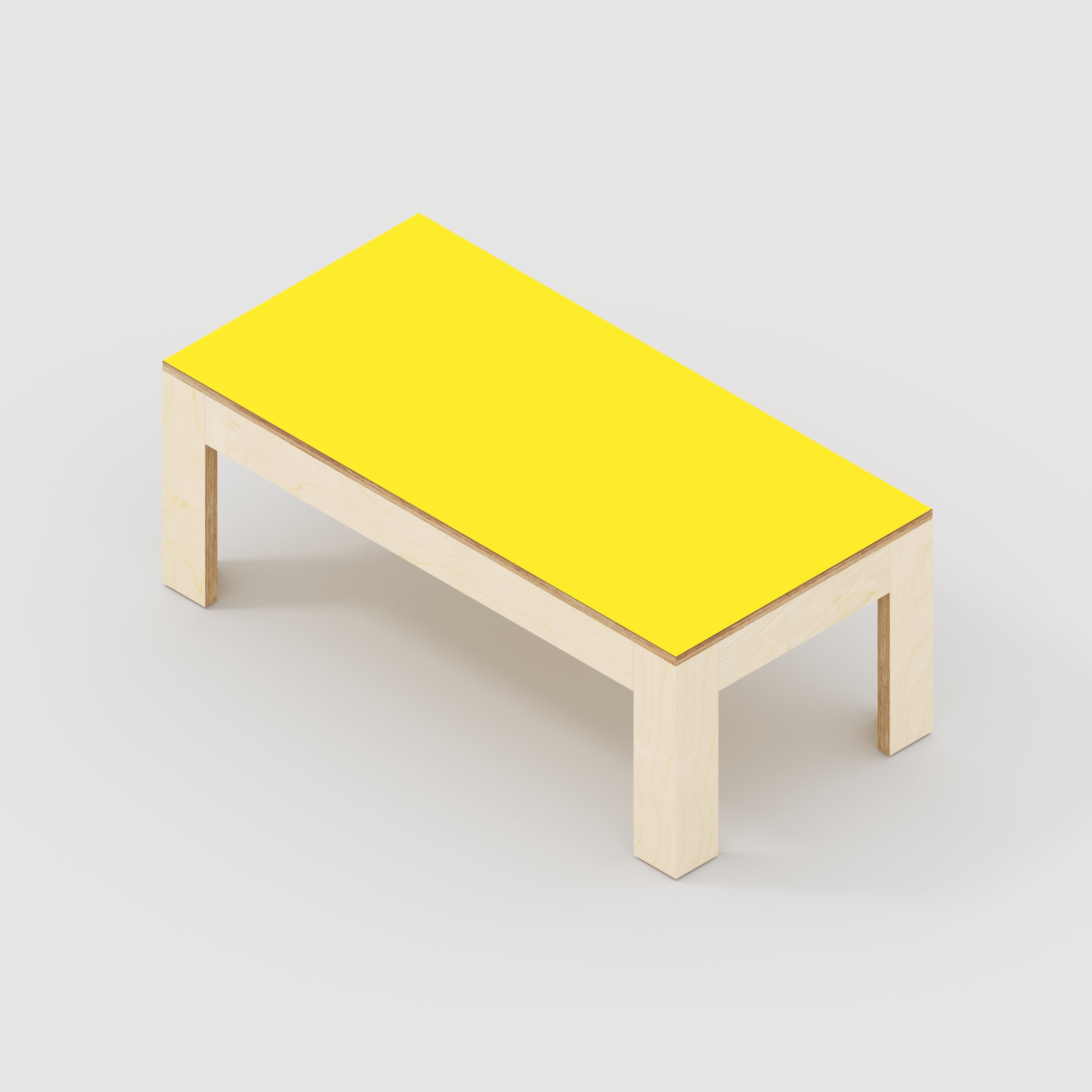 Coffee Table with Solid Frame - Formica Chrome Yellow - 1200(w) x 600(d) x 450(h)