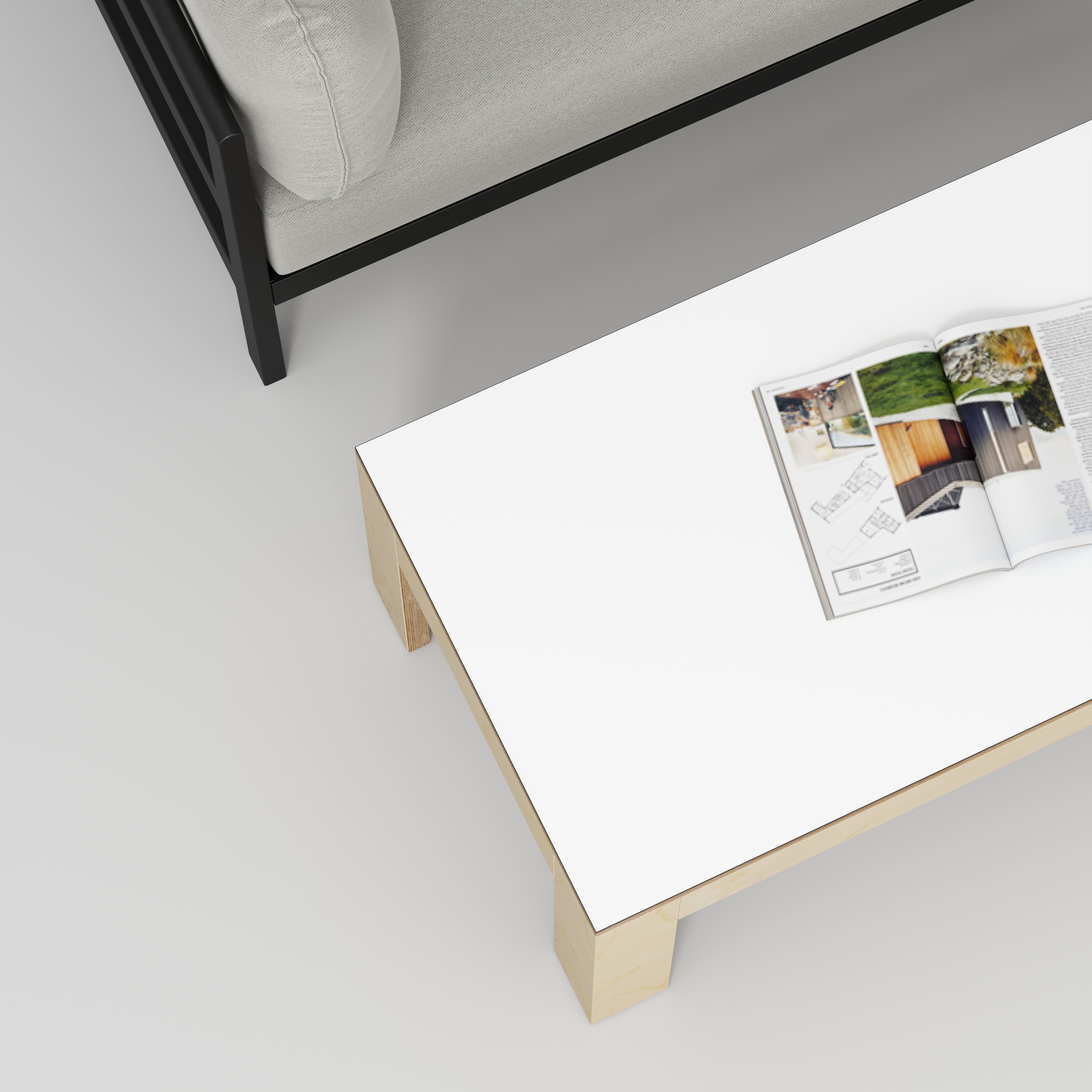 Coffee Table with Solid Frame - Formica White - 1200(w) x 600(d) x 450 ...