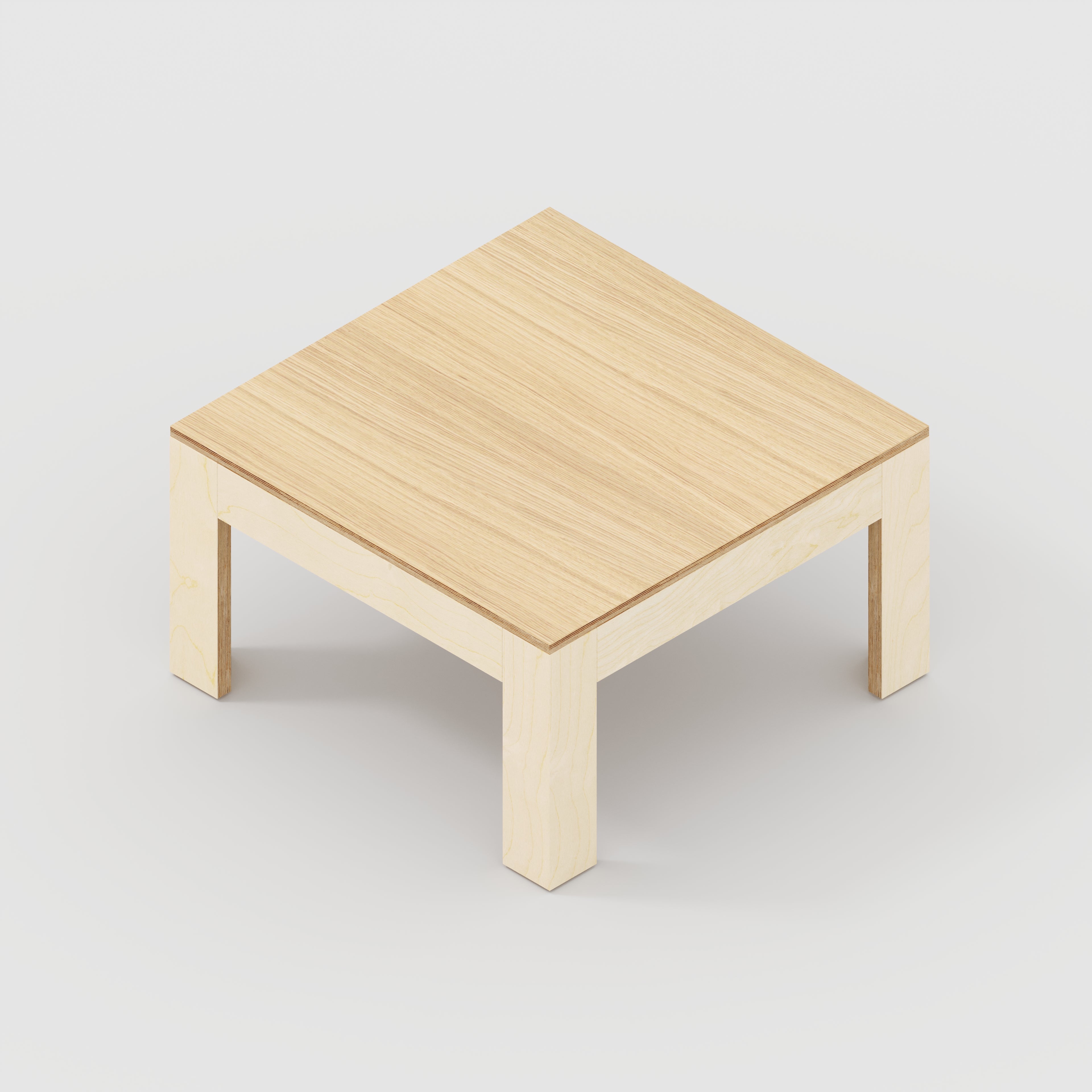 Coffee Table with Solid Frame - Plywood Oak - 800(w) x 800(d) x 450(h)