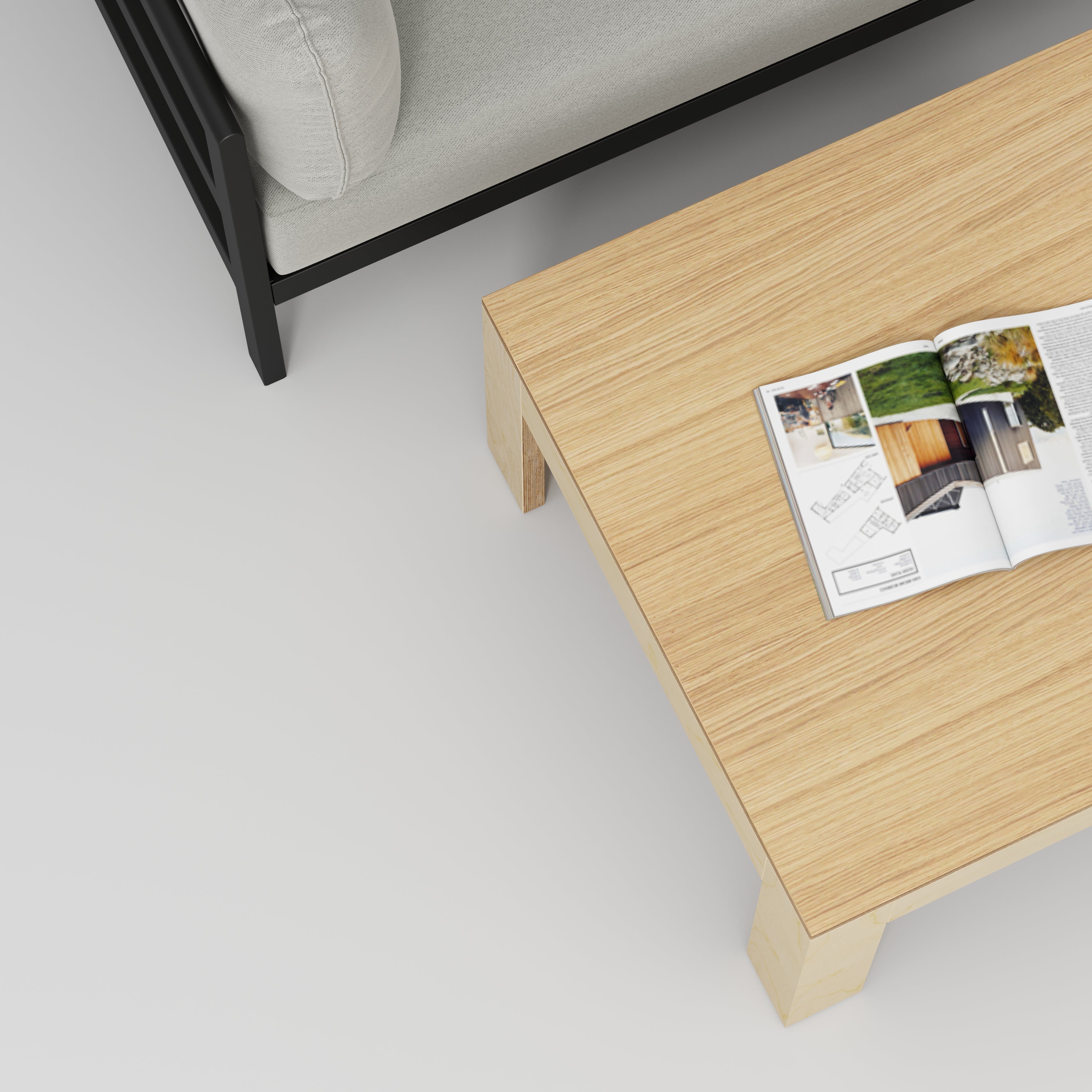Coffee Table with Solid Frame - Plywood Oak - 800(w) x 800(d) x 450(h)