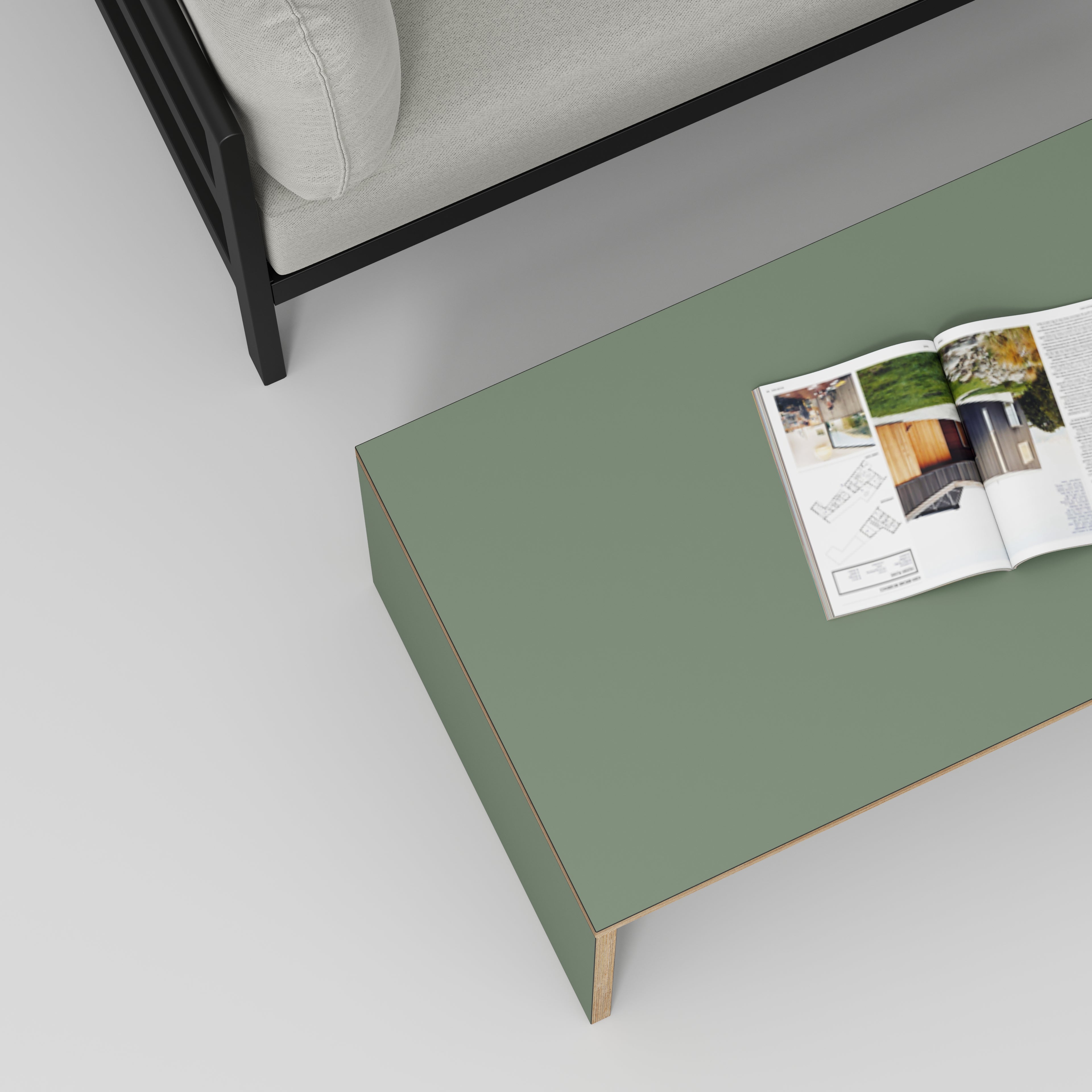 Coffee Table with Solid Sides - Formica Green Slate - 1200(w) x 600(d) x 450(h)