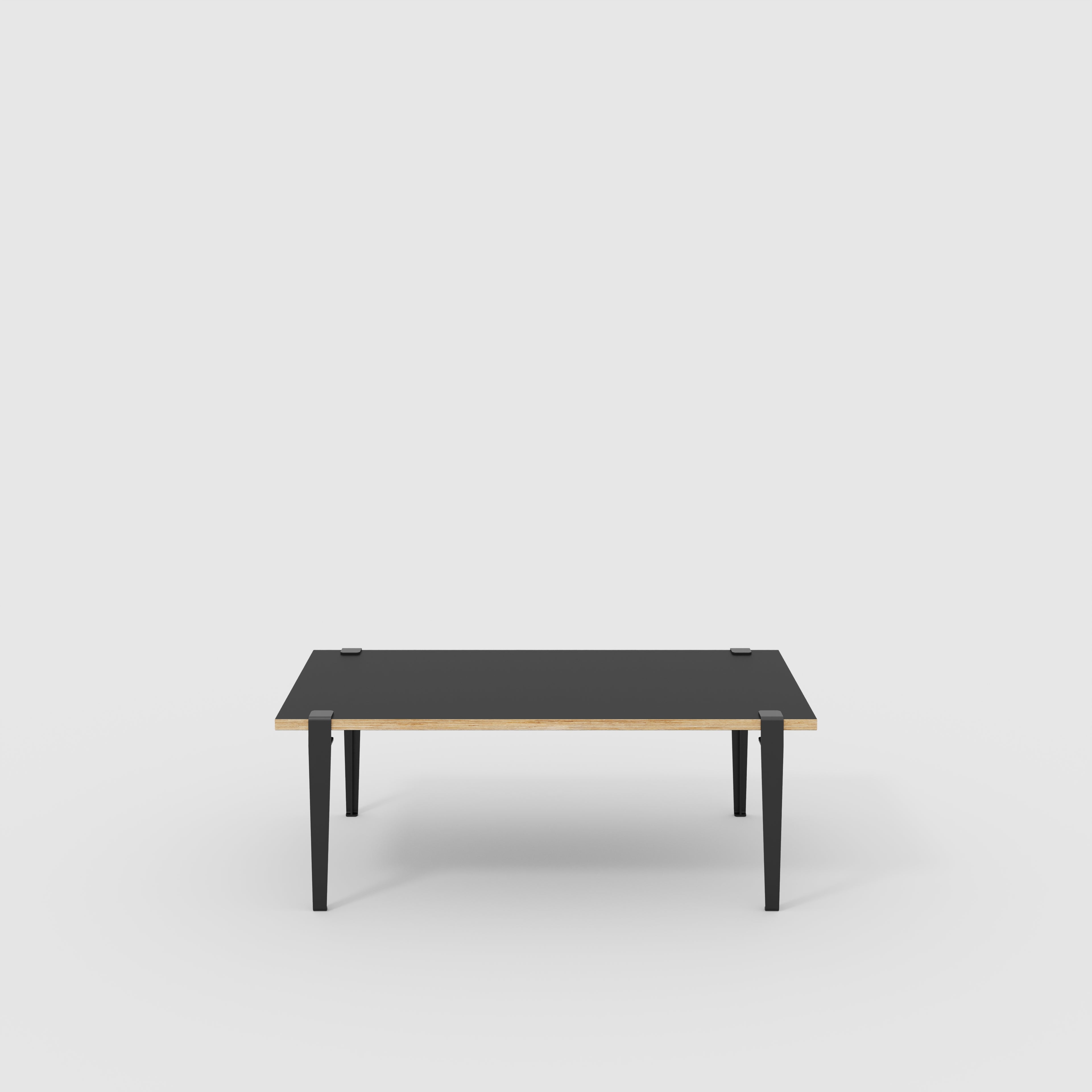 Coffee Table with Black Tiptoe Legs - Formica Diamond Black - 1200(w) x 600(d) x 430(h)