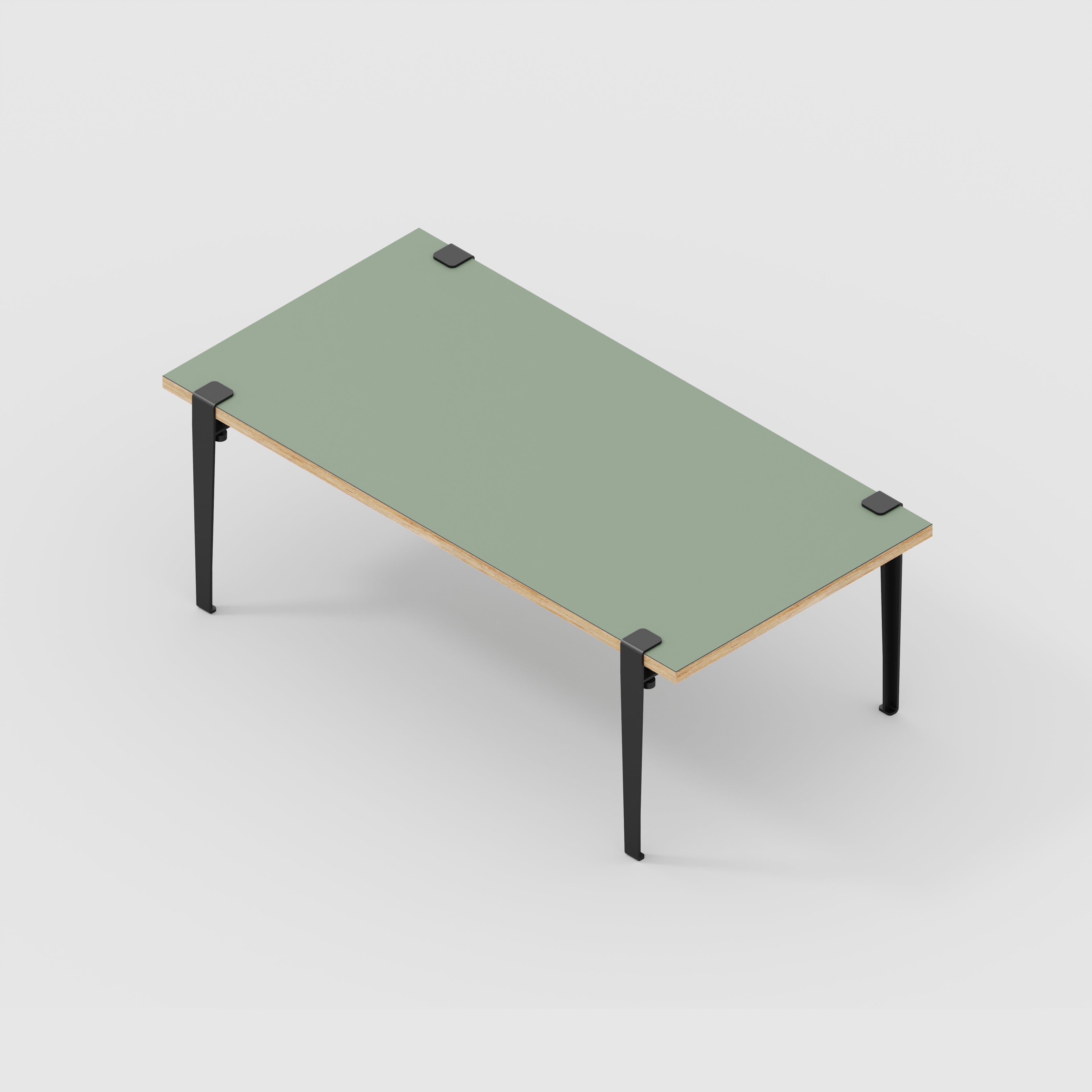 Coffee Table with Black Tiptoe Legs - Formica Green Slate - 1200(w) x 600(d) x 430(h)