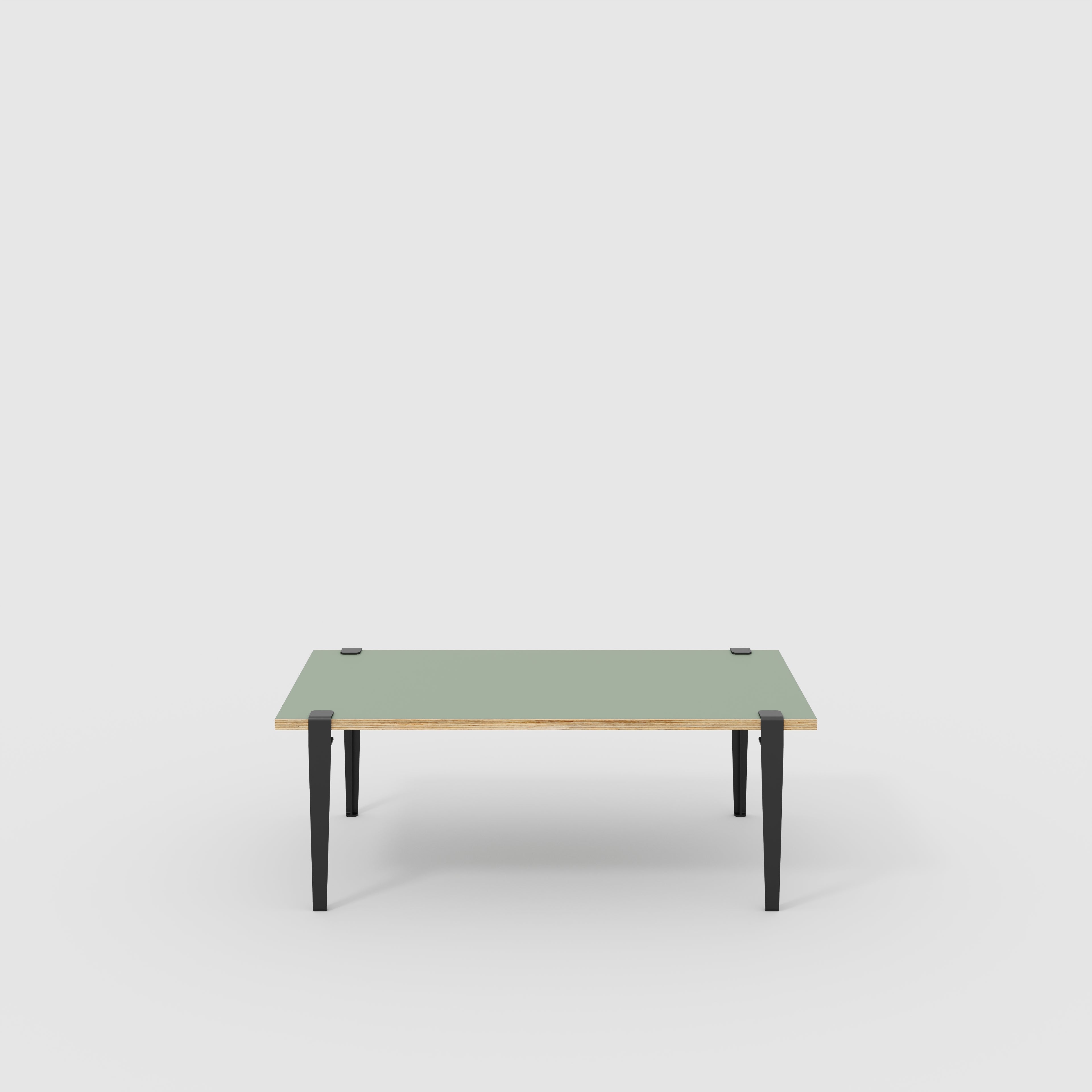 Coffee Table with Black Tiptoe Legs - Formica Green Slate - 1200(w) x 600(d) x 430(h)