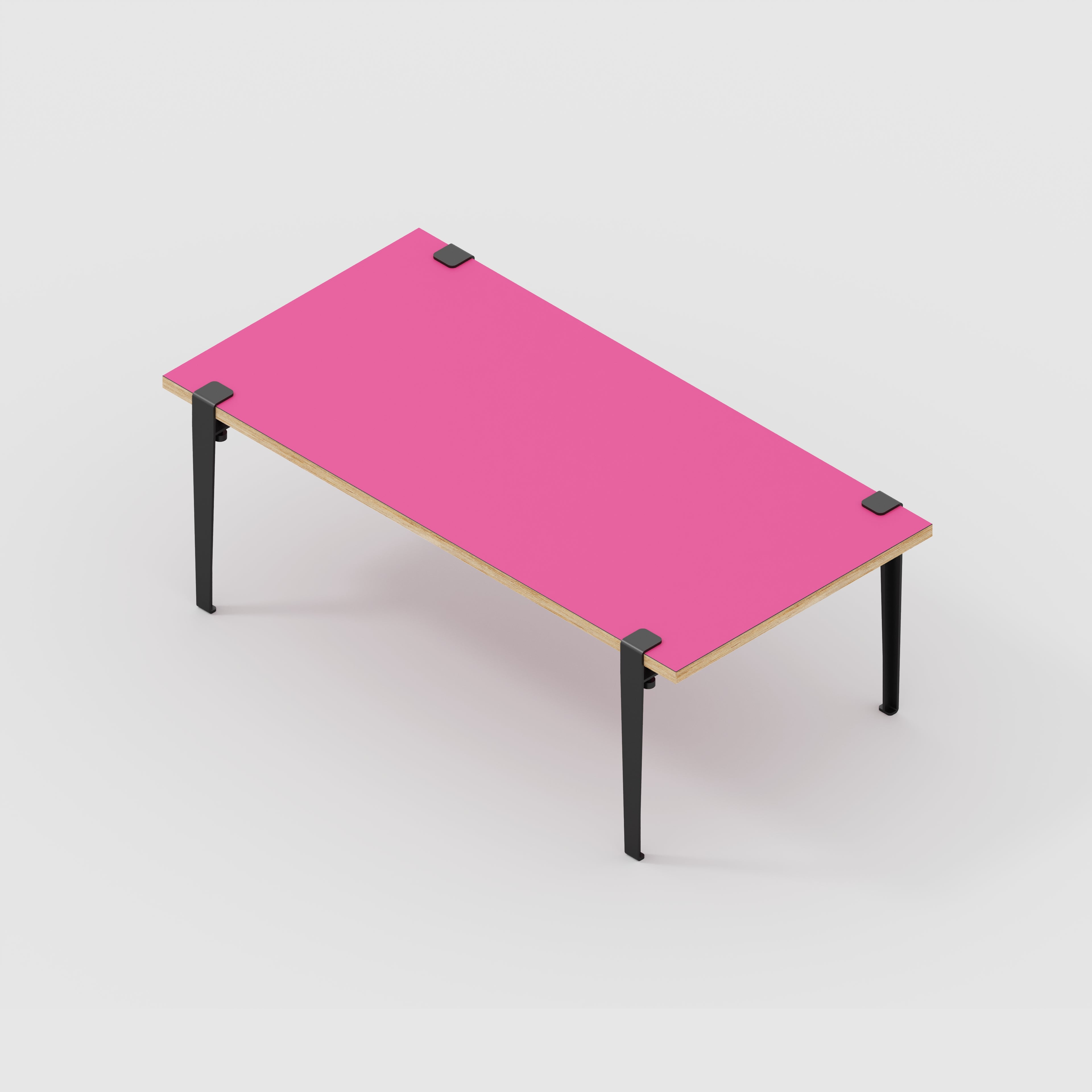 Coffee Table with Black Tiptoe Legs - Formica Juicy Pink - 1200(w) x 600(d) x 430(h)