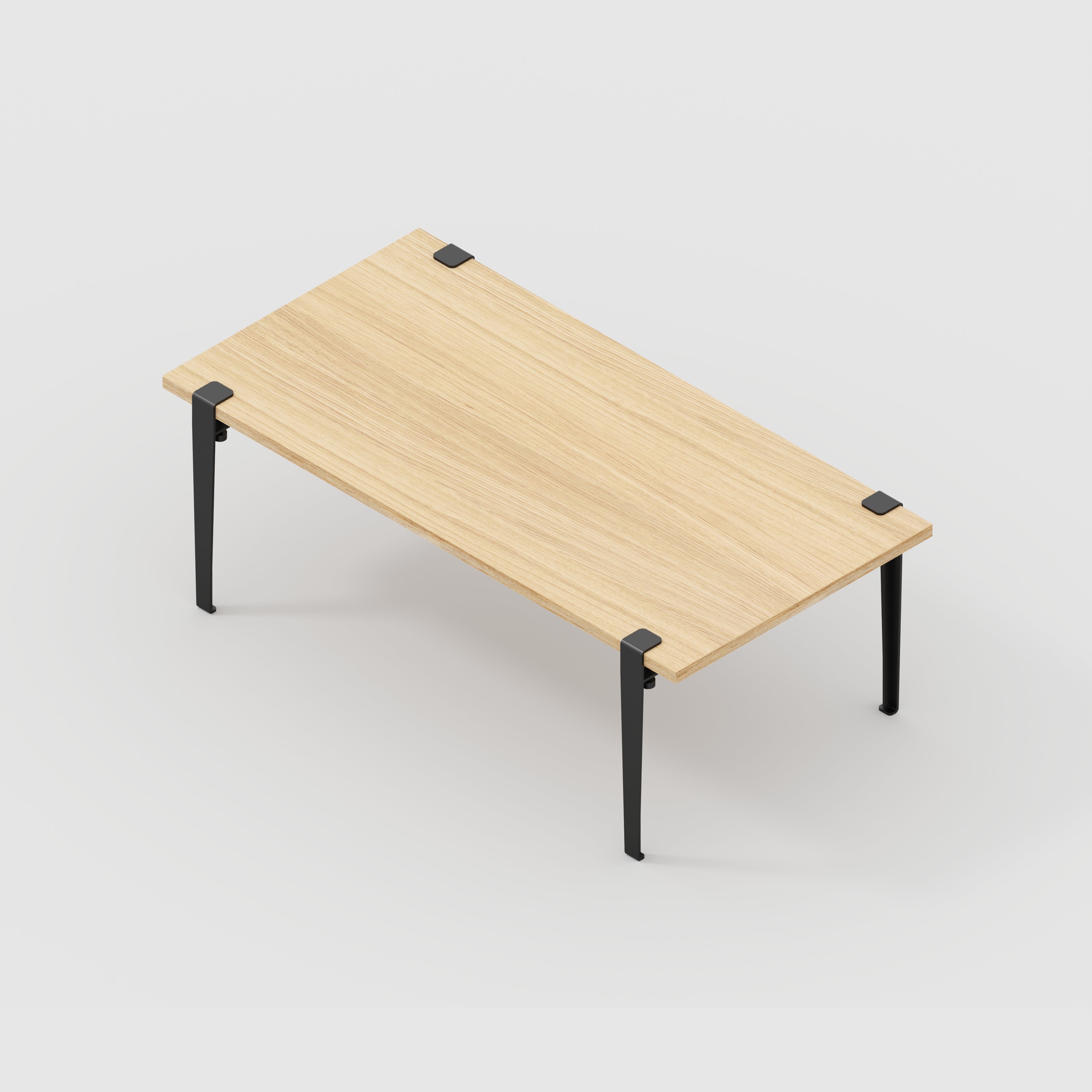 Plywood Coffee Table with Black Tiptoe Legs - Plywood Oak - 1200(w) x 600(d) x 430(h)