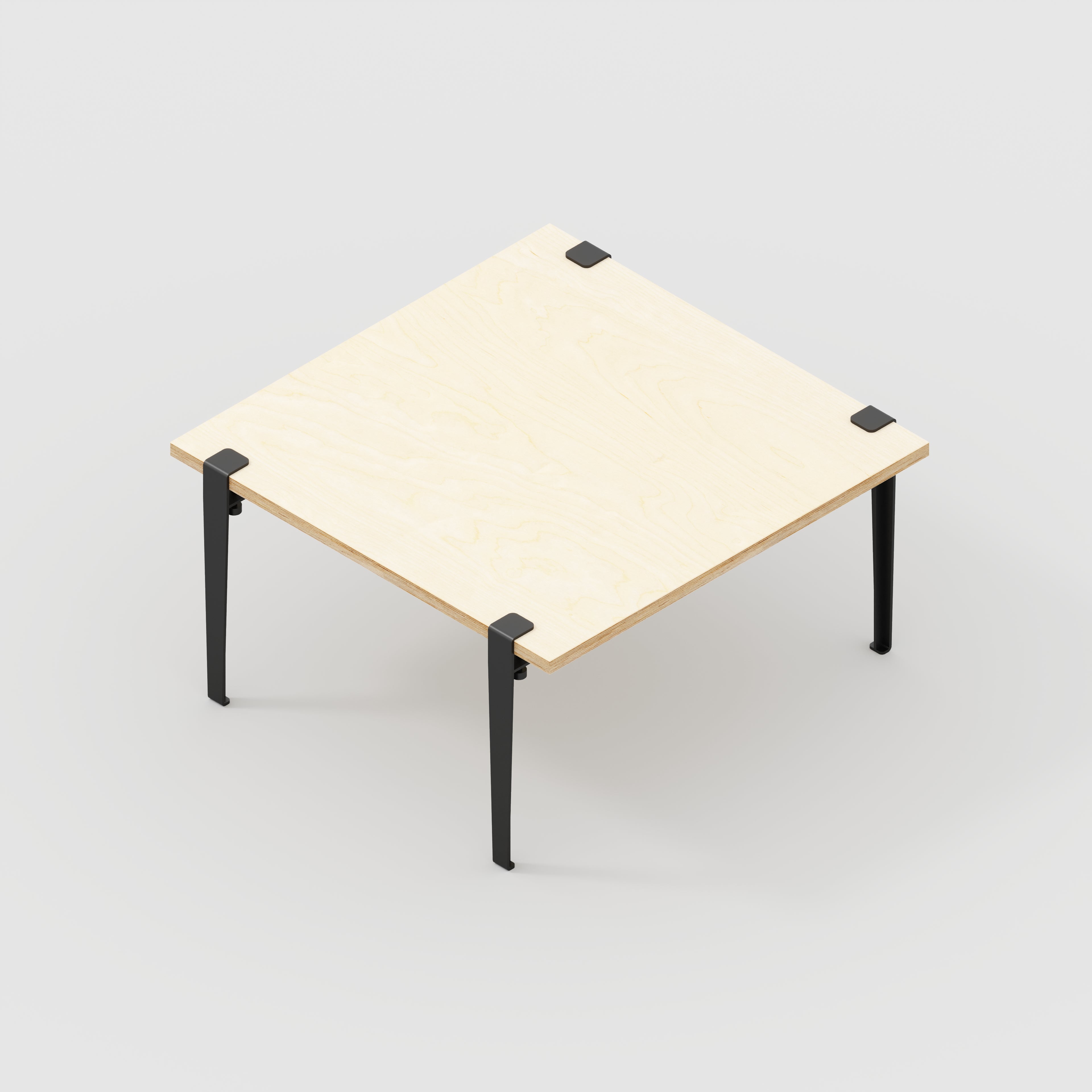 Coffee Table with Black Tiptoe Legs - Plywood Birch - 800(w) x 800(d) x 430(h)