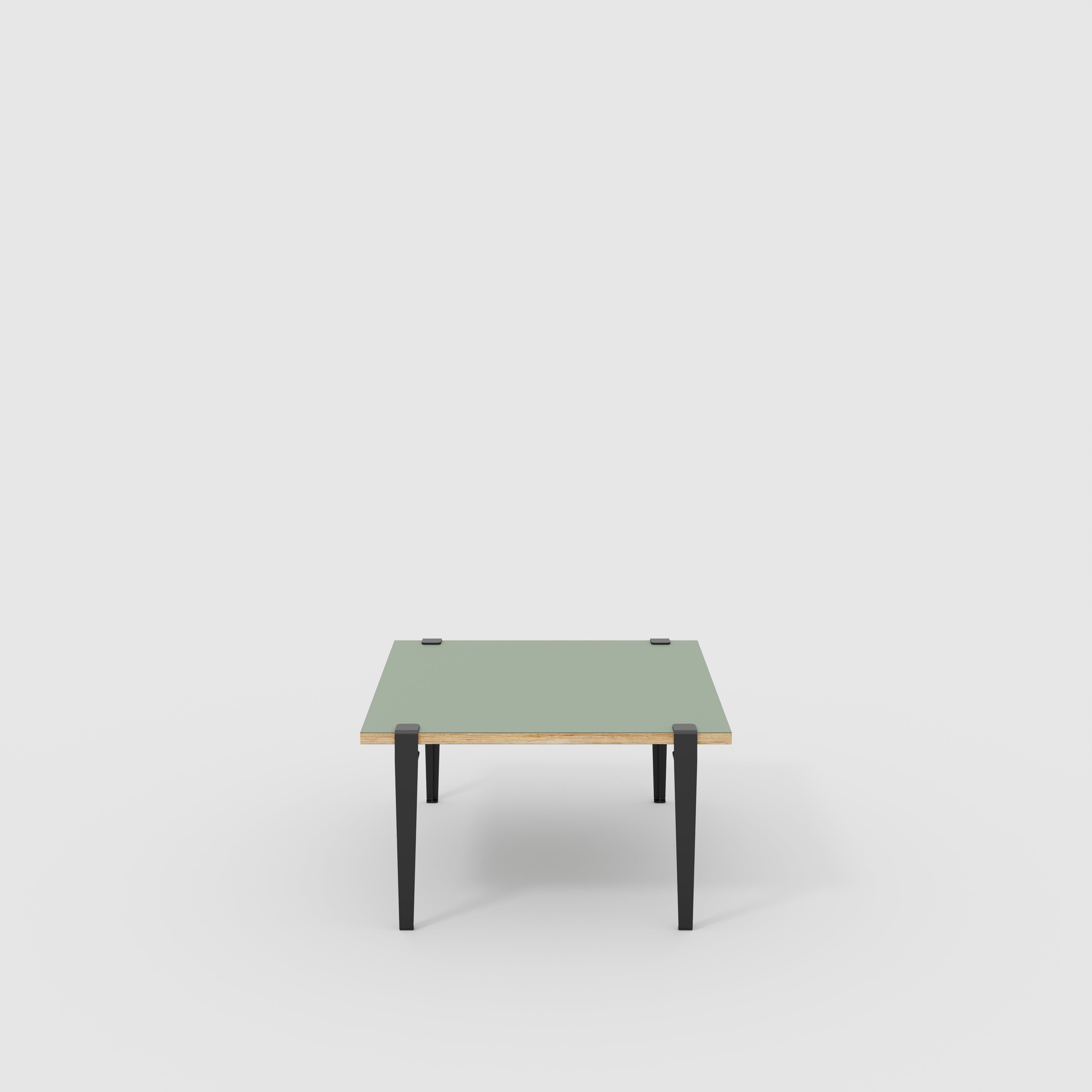 Coffee Table with Black Tiptoe Legs - Formica Green Slate - 800(w) x 800(d) x 430(h)