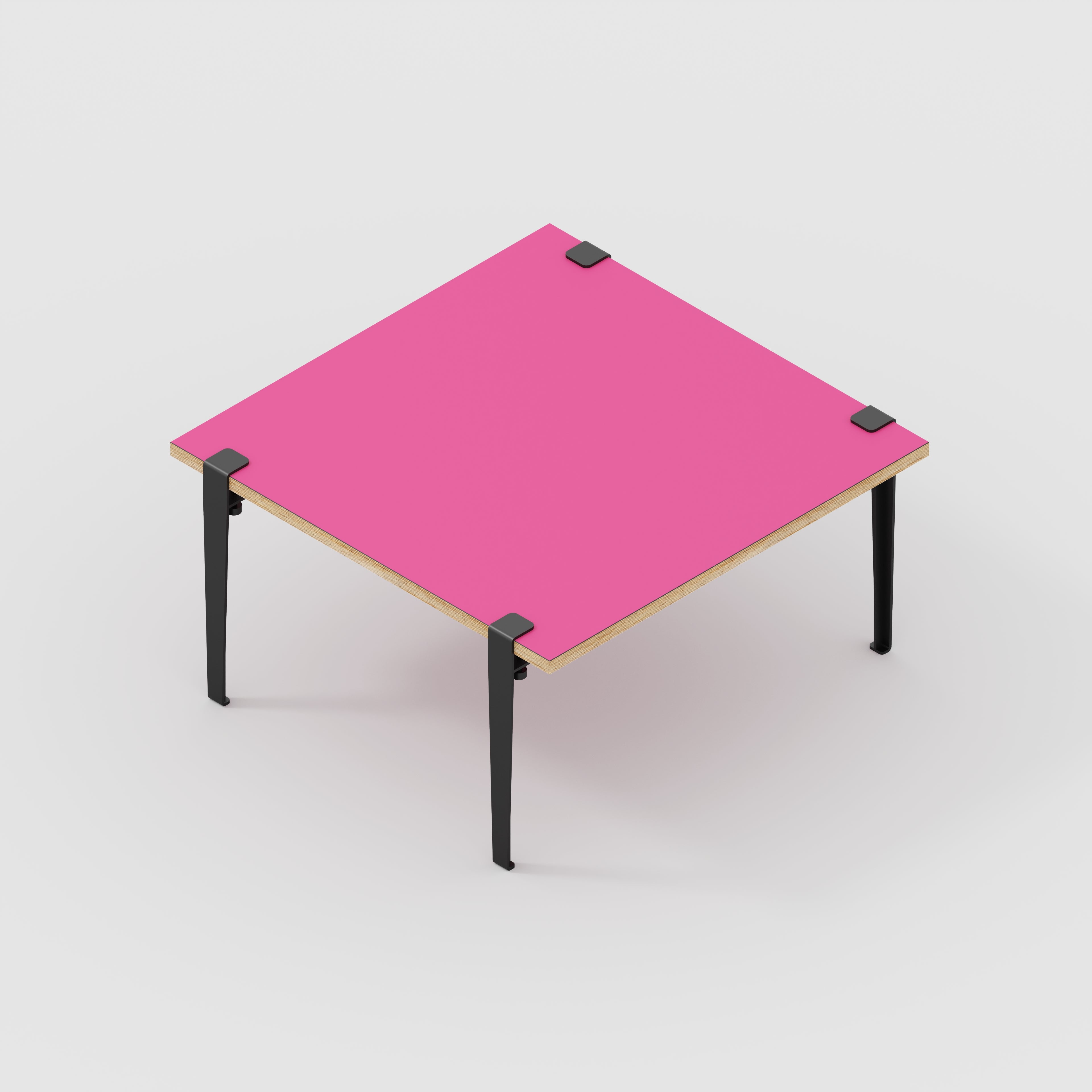 Coffee Table with Black Tiptoe Legs - Formica Juicy Pink - 800(w) x 800(d) x 430(h)