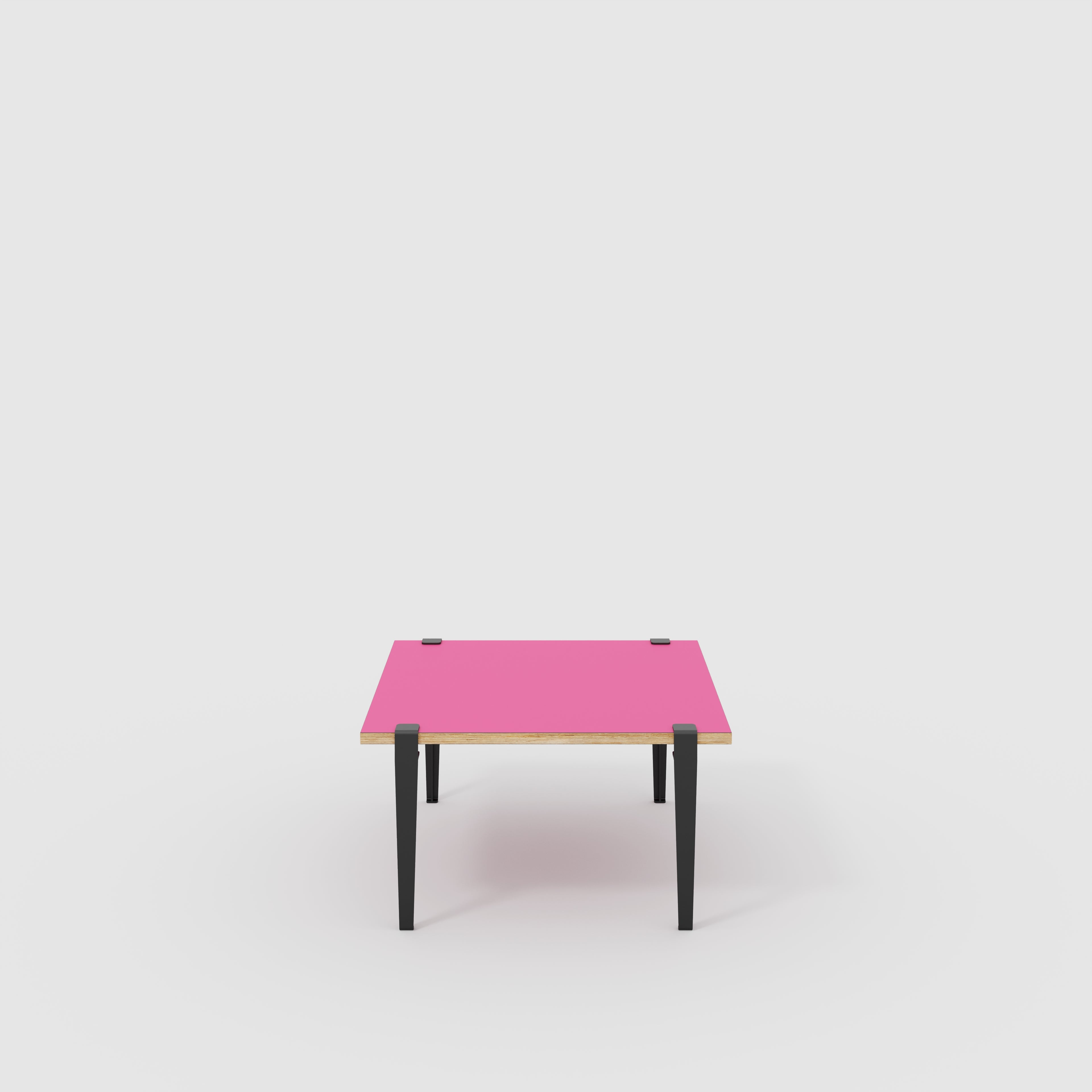 Coffee Table with Black Tiptoe Legs - Formica Juicy Pink - 800(w) x 800(d) x 430(h)