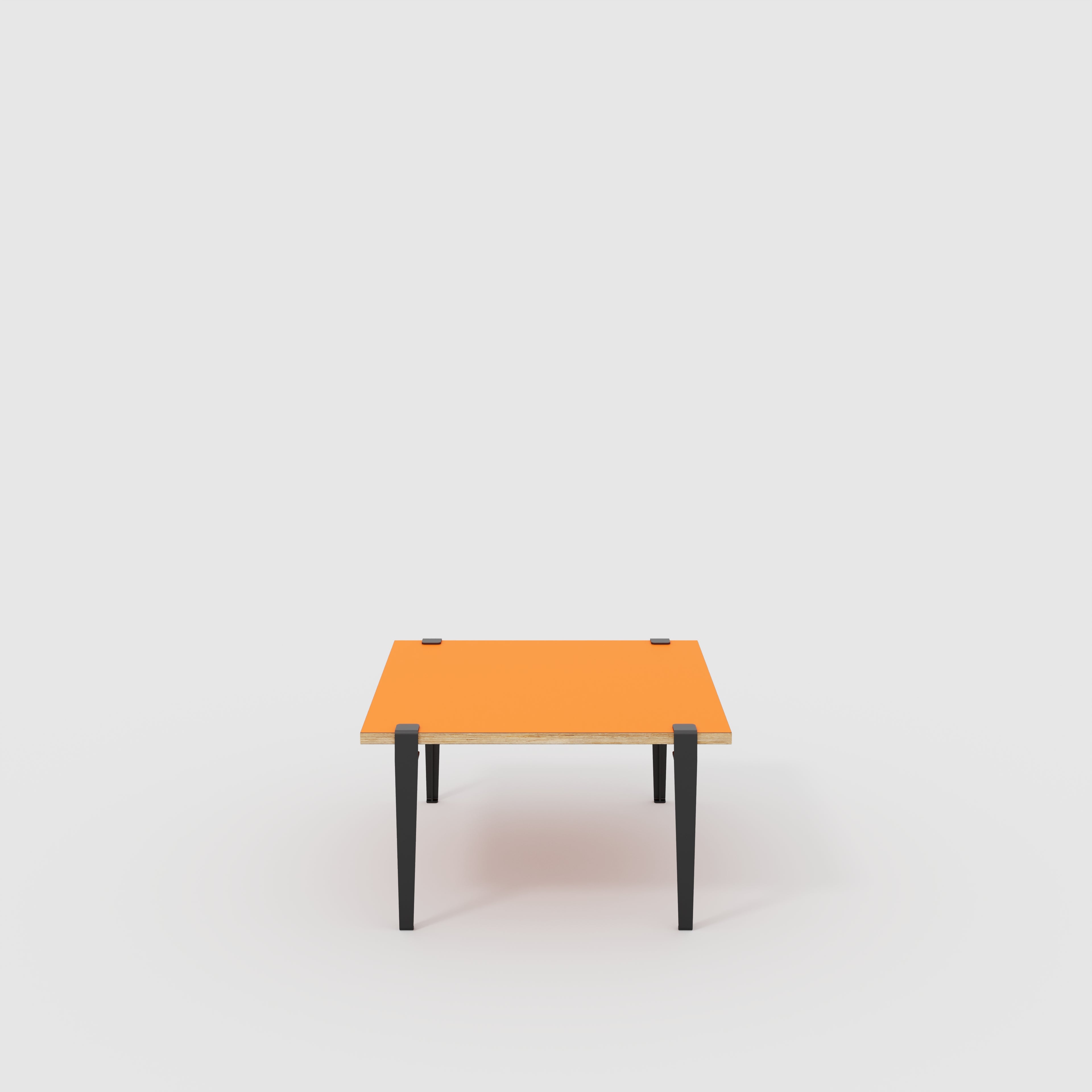 Coffee Table with Black Tiptoe Legs - Formica Levante Orange - 800(w) x 800(d) x 430(h)