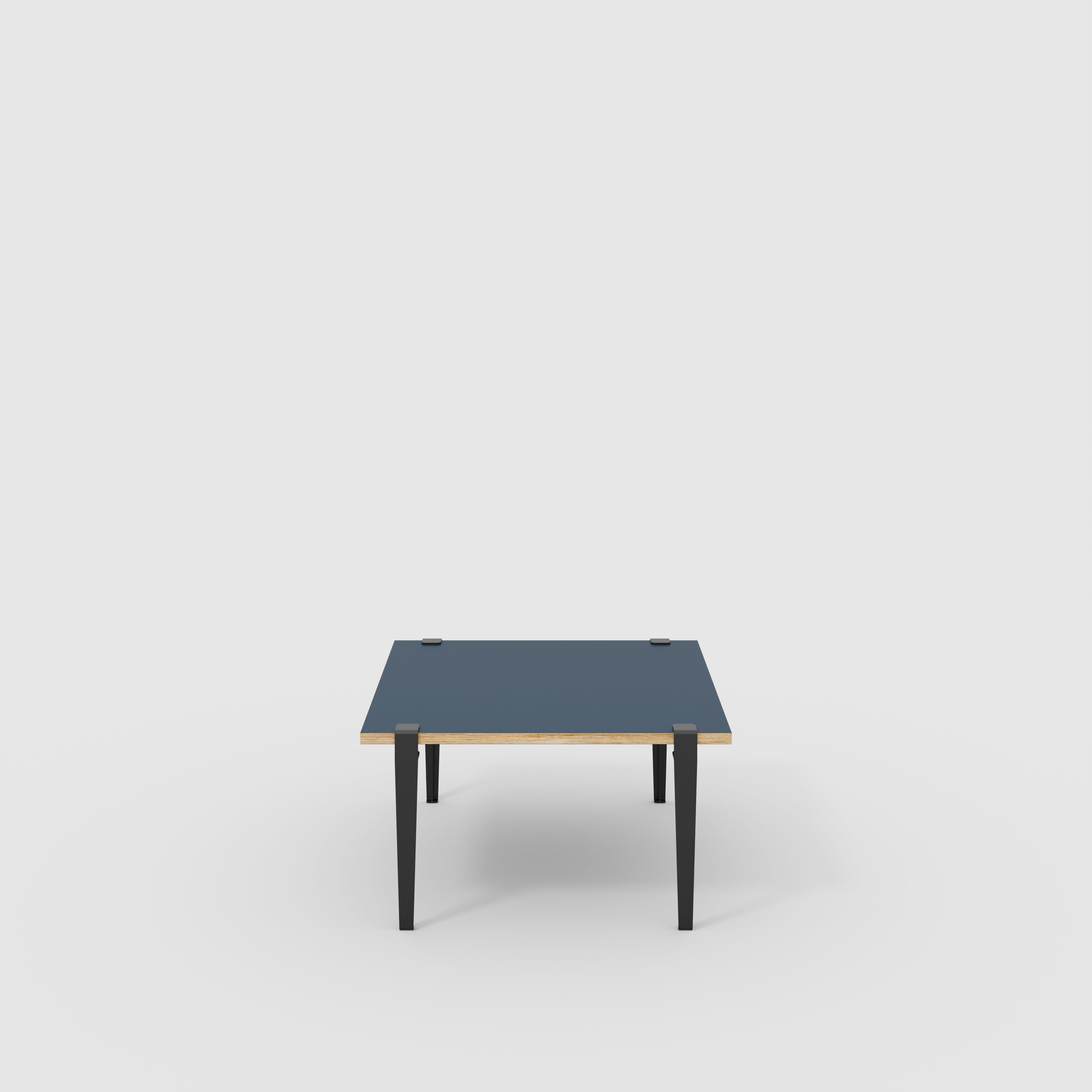 Coffee Table with Black Tiptoe Legs - Formica Night Sea Blue - 800(w) x 800(d) x 430(h)